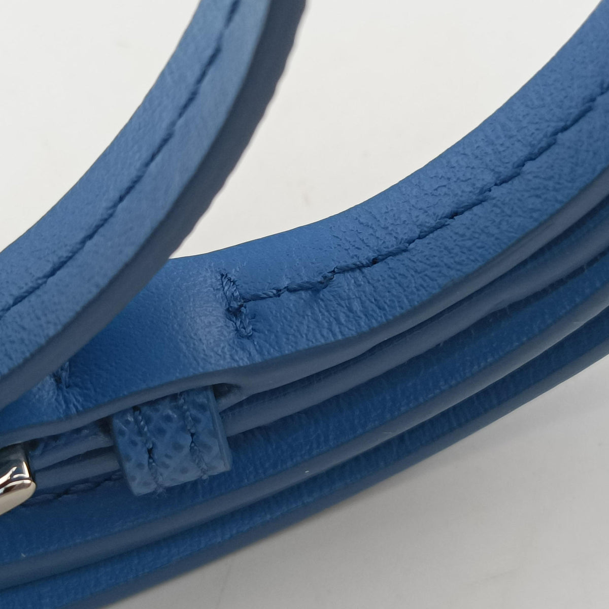 Pre-owned Prada Triangle Logo Plate Blue SAFFIANO Leather 1NR015 shoulderbag | stylenewstar