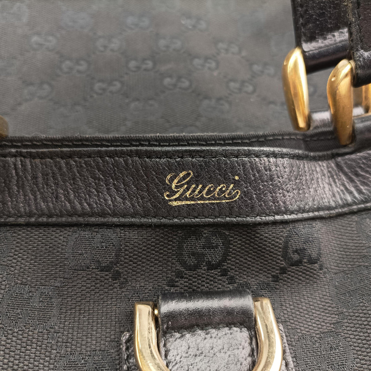 Secondhand Gucci Abbey Black Canvas × Leather 130733 handbag | stylenewstar