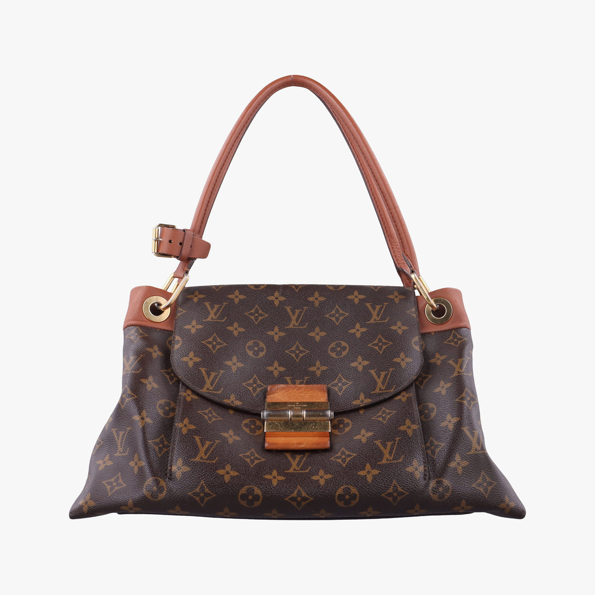 Pre-owned Louis Vuitton OLYMPE Brown×CAMEL Monogram Canvas×calf leather M40580 handbag | stylenewstar