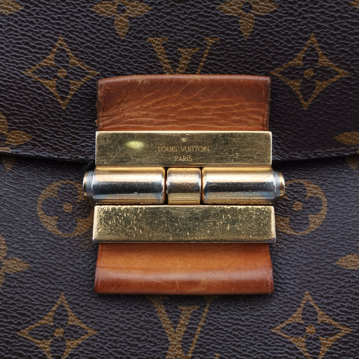 Pre-owned Louis Vuitton OLYMPE Brown×CAMEL Monogram Canvas×calf leather M40580 handbag | stylenewstar