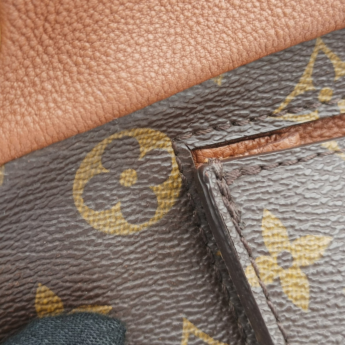 Pre-owned Louis Vuitton OLYMPE Brown×CAMEL Monogram Canvas×calf leather M40580 handbag | stylenewstar