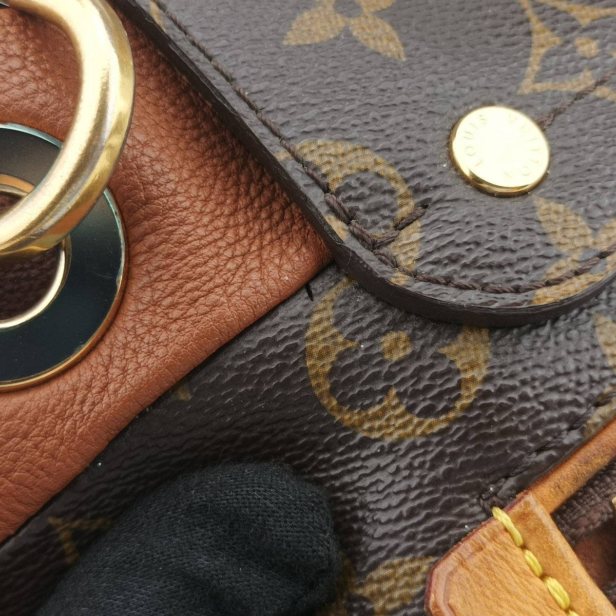 Pre-owned Louis Vuitton OLYMPE Brown×CAMEL Monogram Canvas×calf leather M40580 handbag | stylenewstar