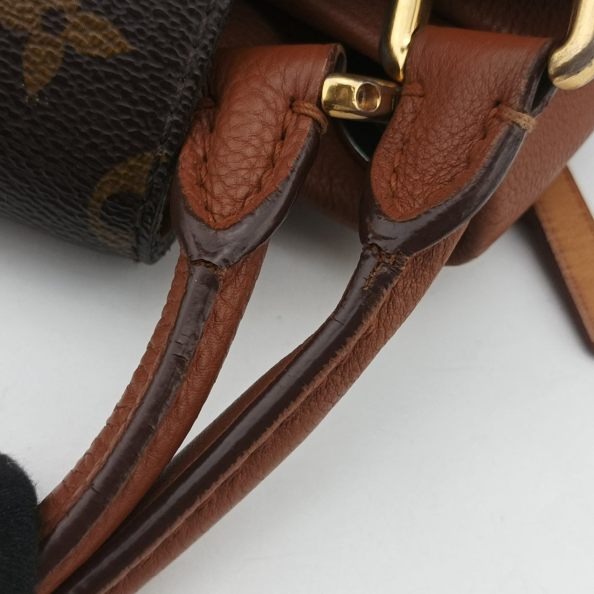 Pre-owned Louis Vuitton OLYMPE Brown×CAMEL Monogram Canvas×calf leather M40580 handbag | stylenewstar