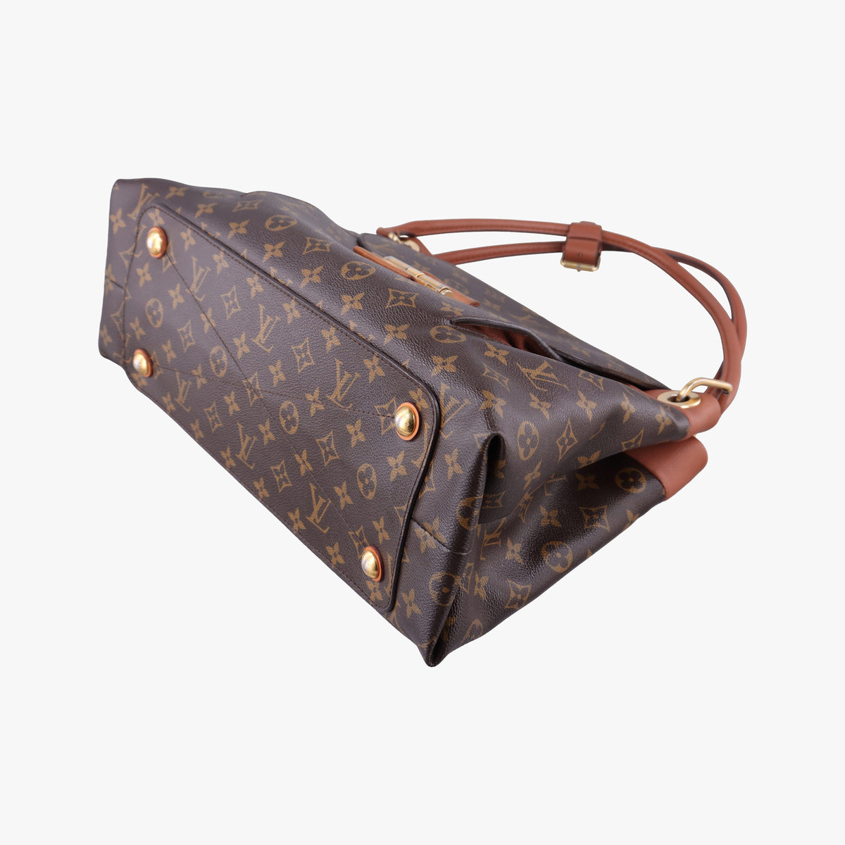 Pre-owned Louis Vuitton OLYMPE Brown×CAMEL Monogram Canvas×calf leather M40580 handbag | stylenewstar
