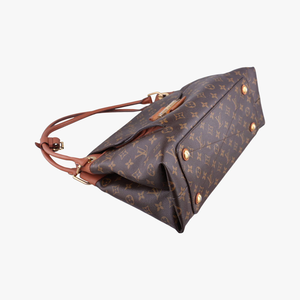 Pre-owned Louis Vuitton OLYMPE Brown×CAMEL Monogram Canvas×calf leather M40580 handbag | stylenewstar