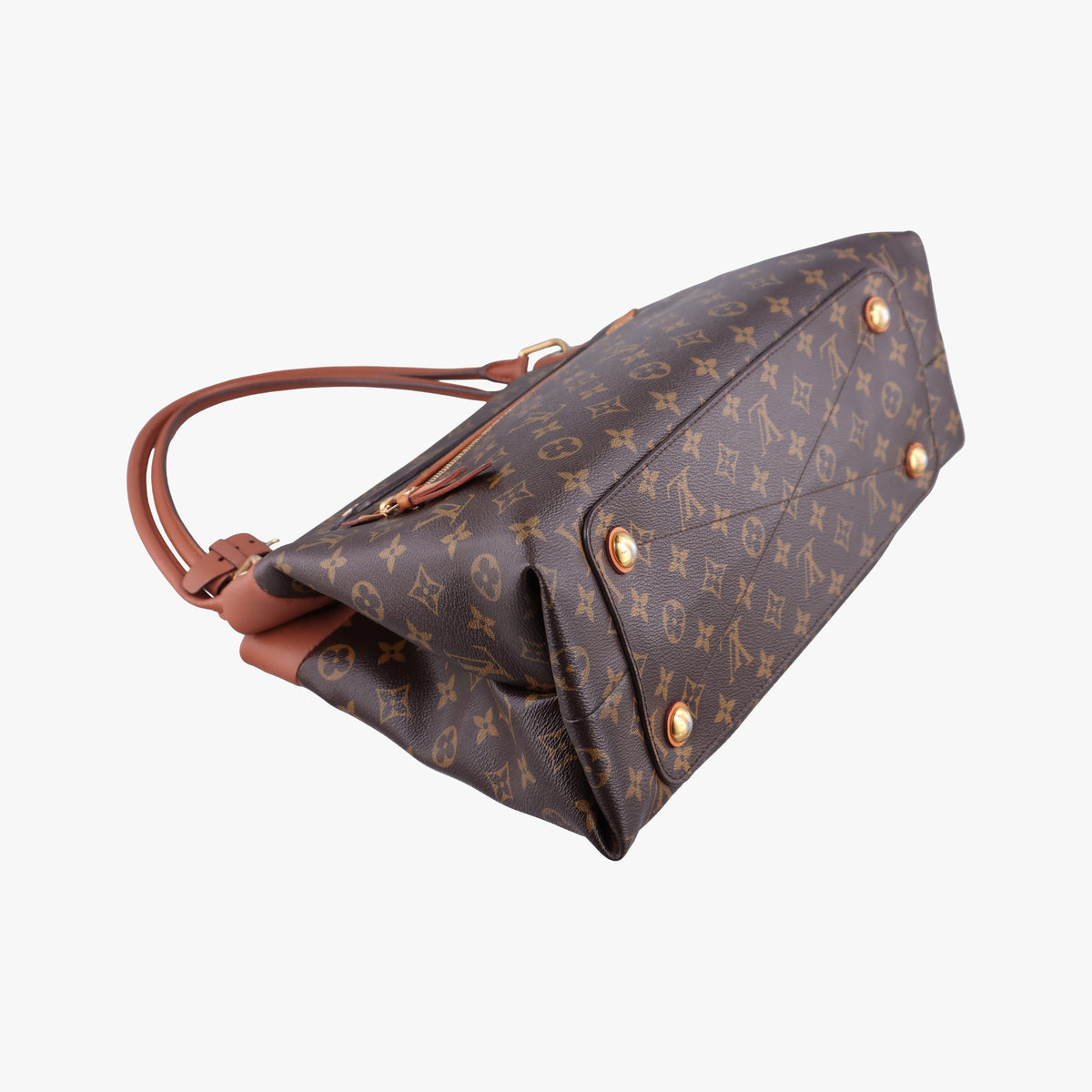 Pre-owned Louis Vuitton OLYMPE Brown×CAMEL Monogram Canvas×calf leather M40580 handbag | stylenewstar