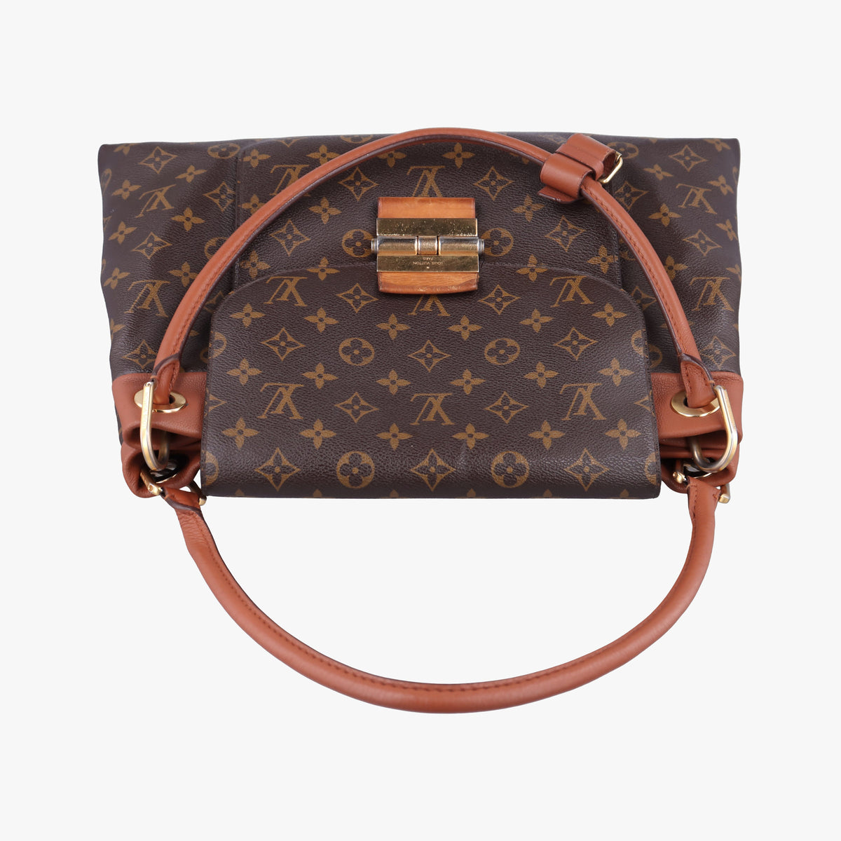 Pre-owned Louis Vuitton OLYMPE Brown×CAMEL Monogram Canvas×calf leather M40580 handbag | stylenewstar