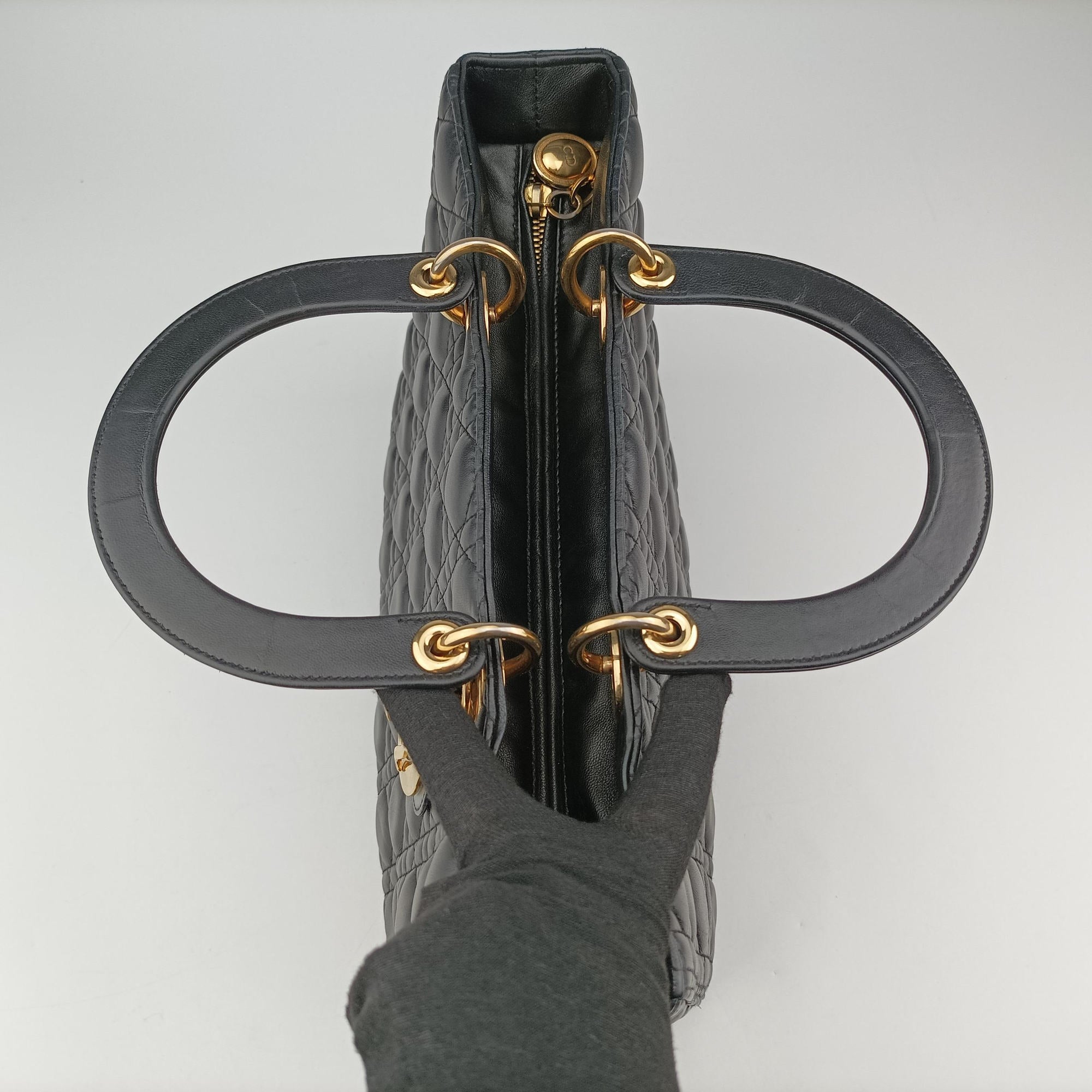 Pre-owned Christian Dior Lady Dior Black lambskin  handbag | stylenewstar