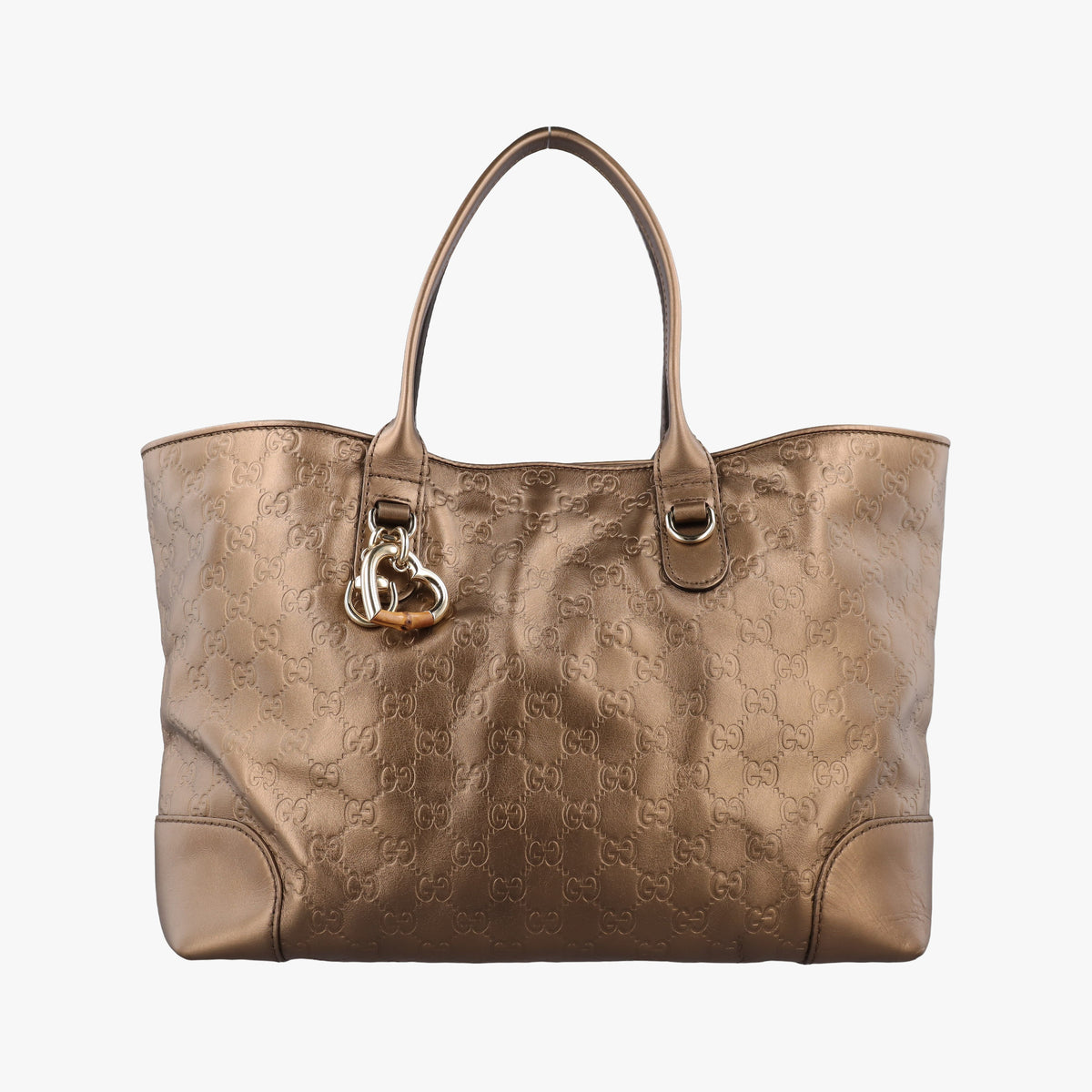 Pre-owned Gucci Heart Bit charm Brown leather 269956 handbag | stylenewstar