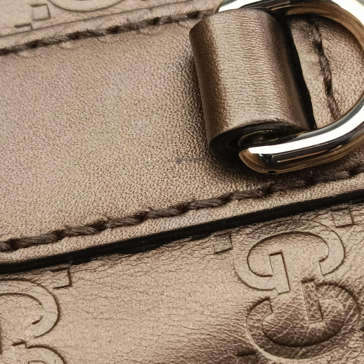 Pre-owned Gucci Heart Bit charm Brown leather 269956 handbag | stylenewstar