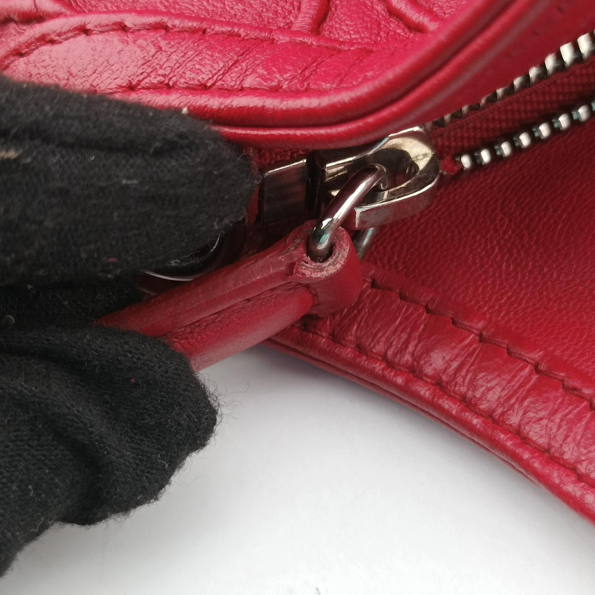 Pre-owned Christian Dior Granville Red lambskin  shoulderbag | stylenewstar