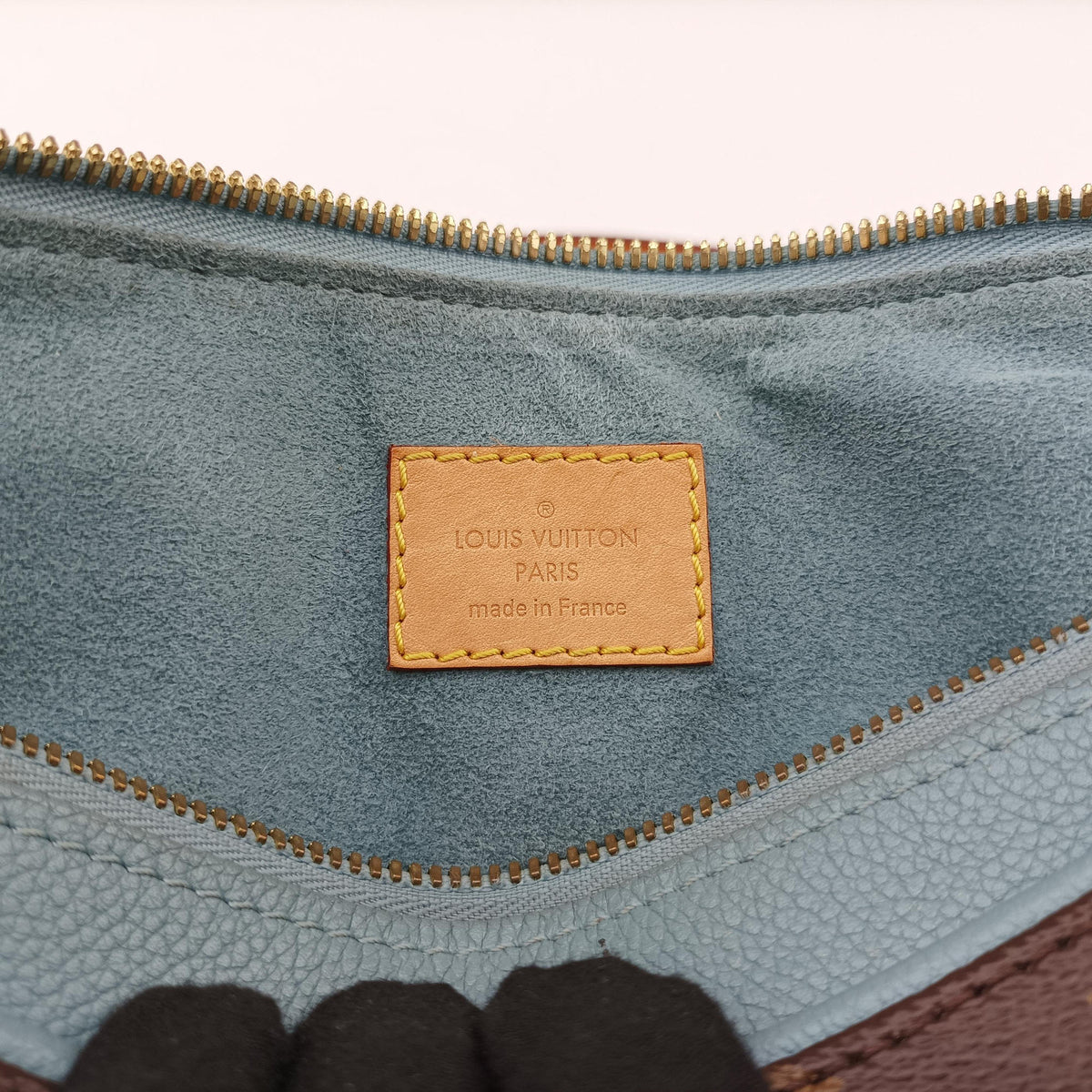 Pre-owned Louis Vuitton PALLAS brown×Blue Ciel Monogram Canvas×calf leather M41467 shoulderbag | stylenewstar