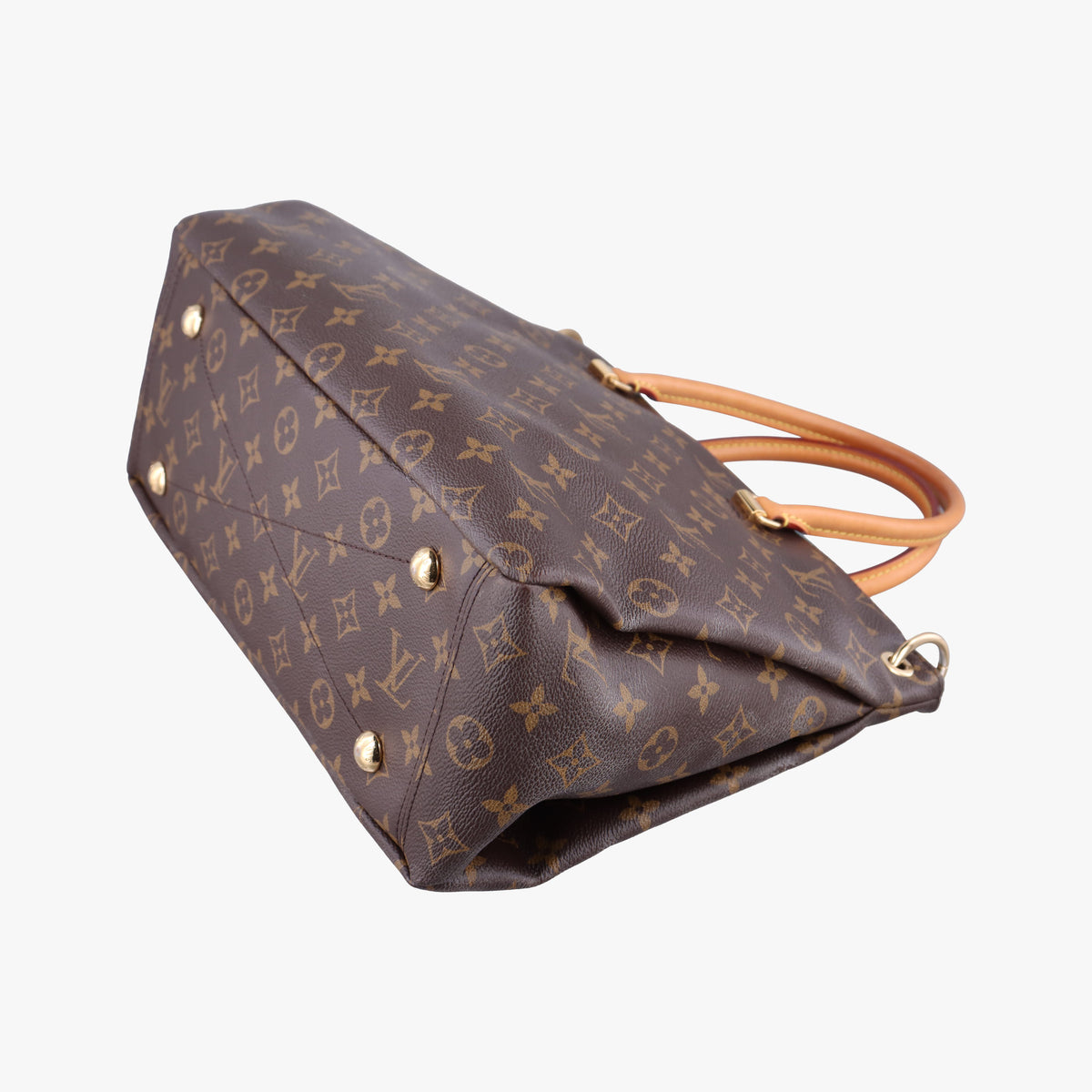 Pre-owned Louis Vuitton PALLAS brown×Blue Ciel Monogram Canvas×calf leather M41467 shoulderbag | stylenewstar