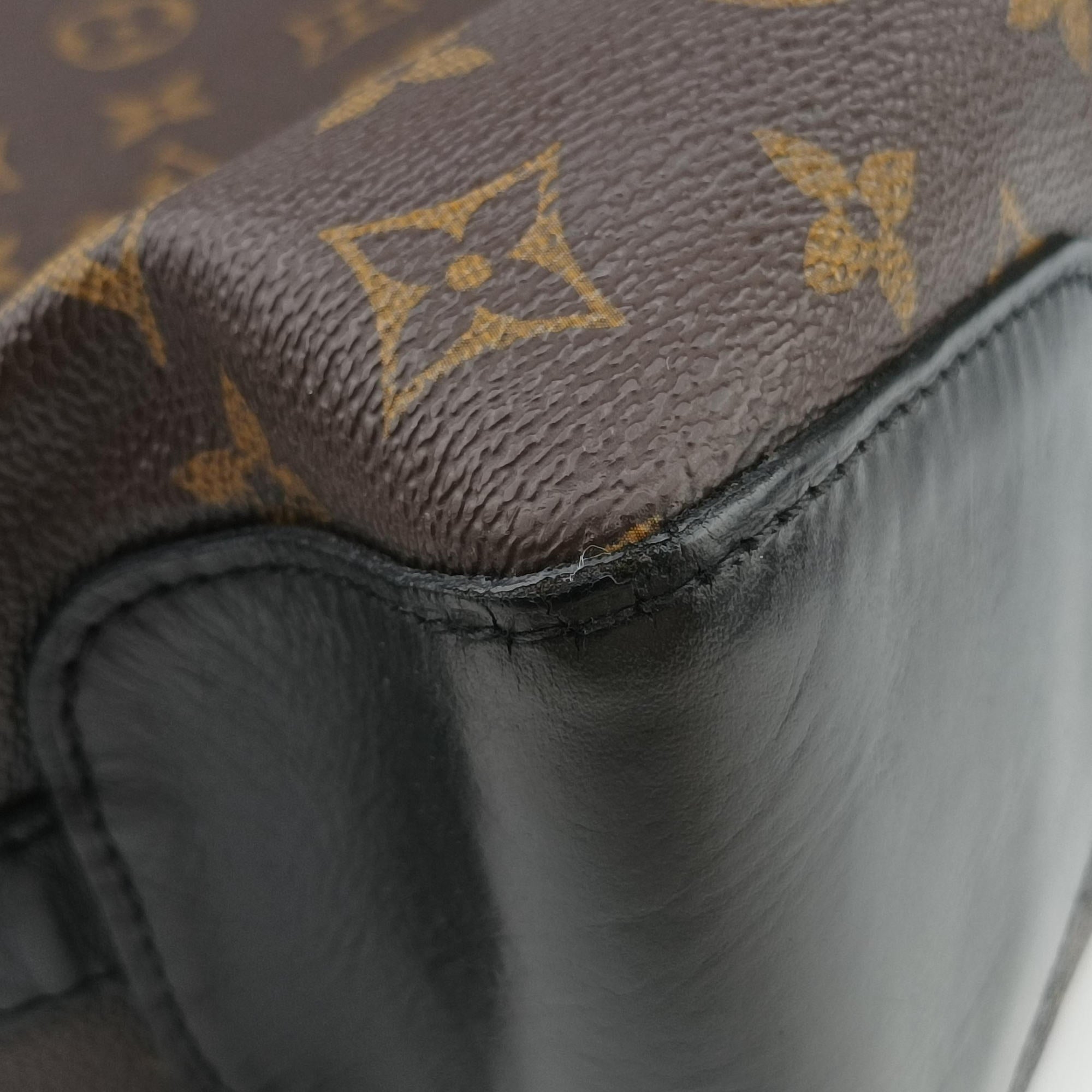 Pre-owned Louis Vuitton TORRES Brown×black Monogram Macassar×calf leather M40387 shoulderbag | stylenewstar