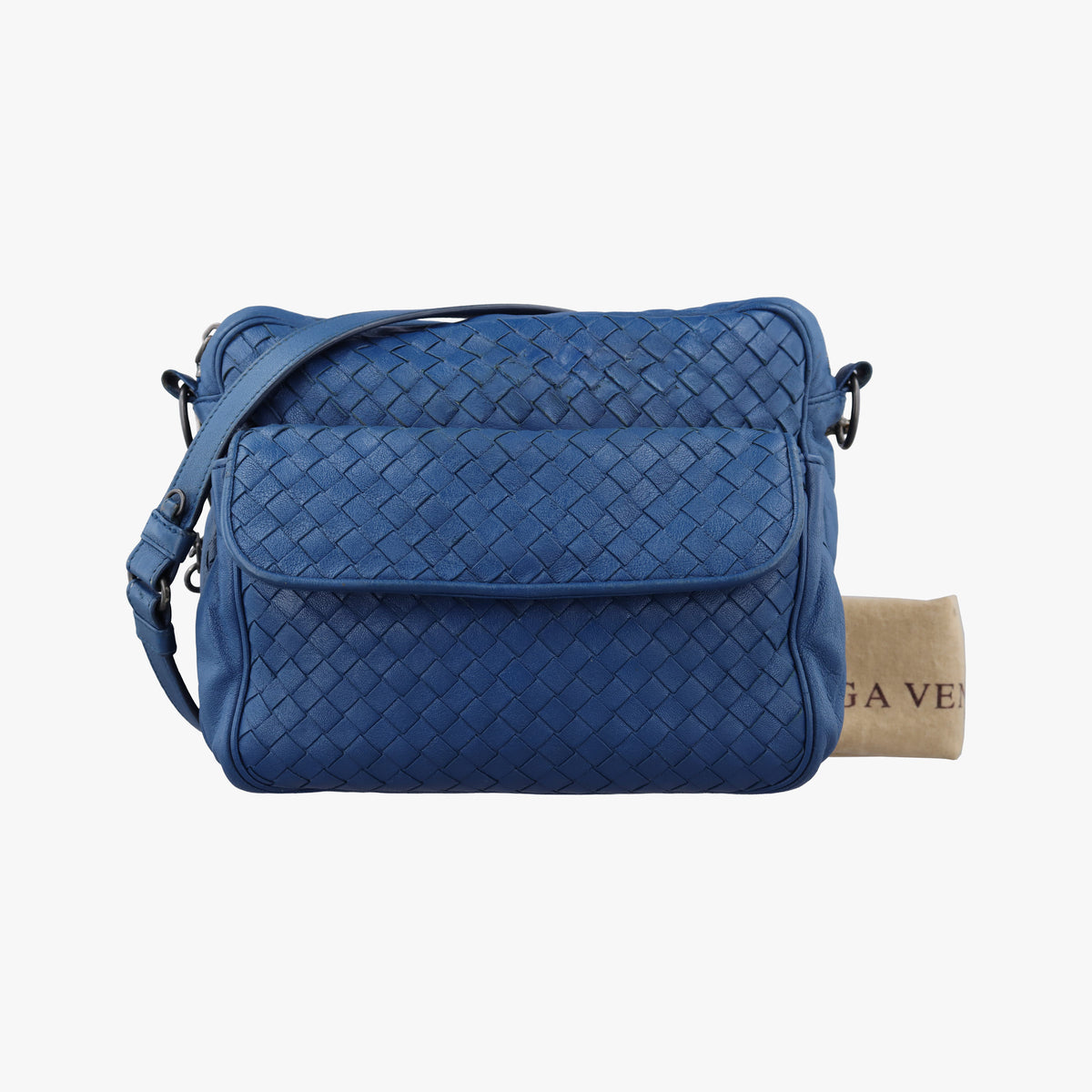 Pre-owned Bottega Veneta Intrecciato Blue lambskin  shoulderbag | stylenewstar