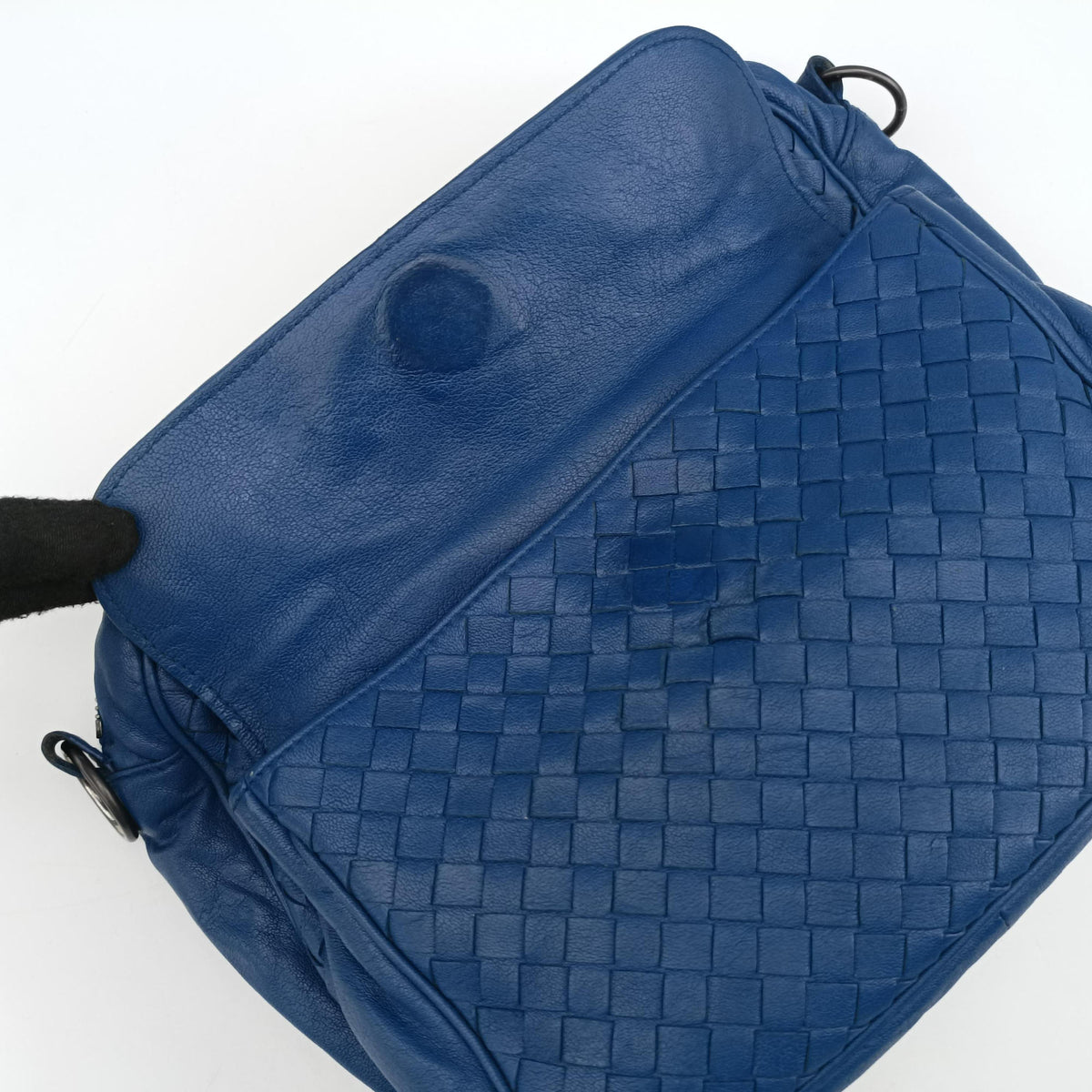 Pre-owned Bottega Veneta Intrecciato Blue lambskin  shoulderbag | stylenewstar
