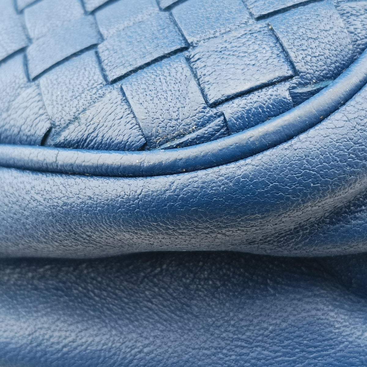 Pre-owned Bottega Veneta Intrecciato Blue lambskin  shoulderbag | stylenewstar