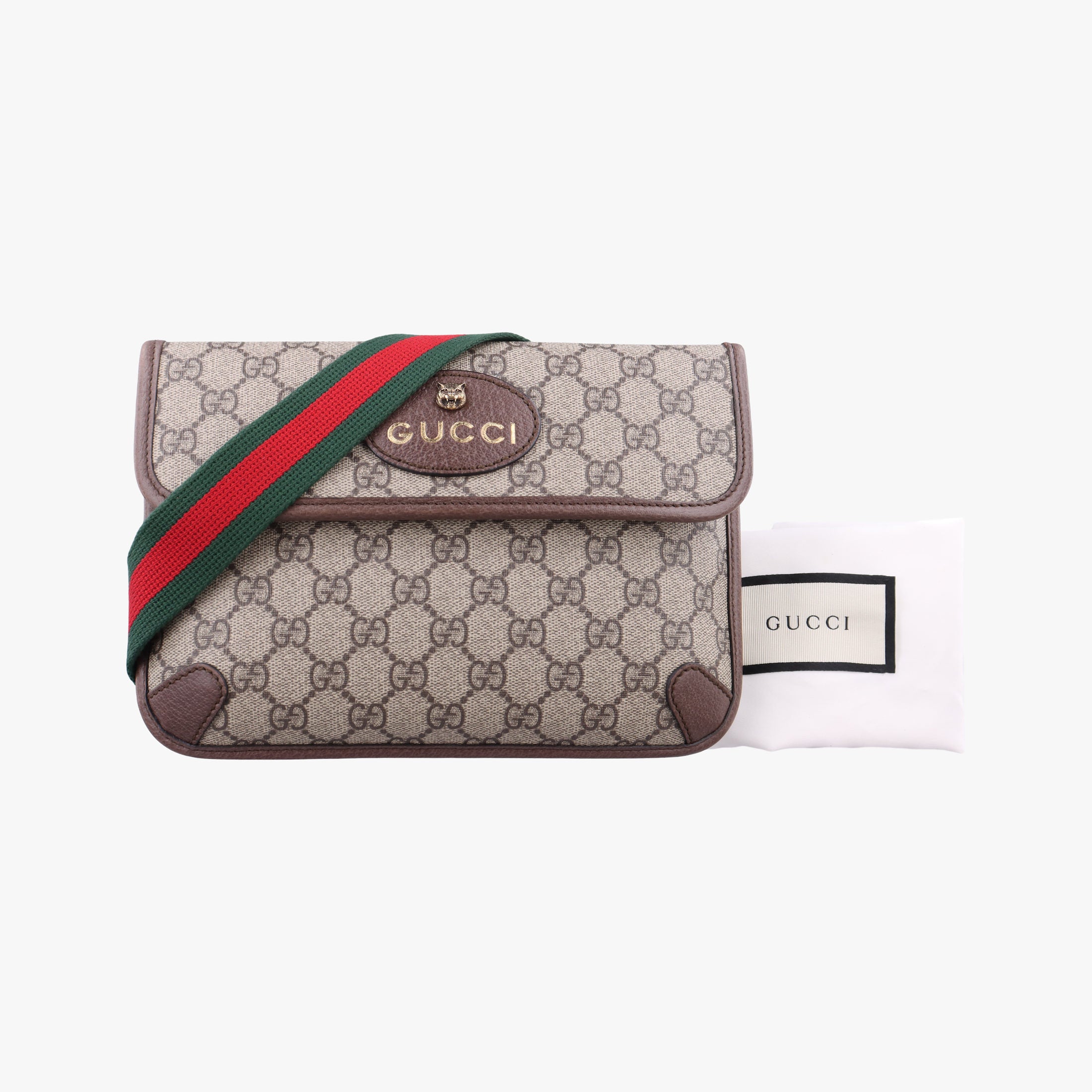 Secondhand Gucci NEO VINTAGE GG Supreme beige x Brown PVC coated canvas×Leather 493930 bum bag/waist bag | stylenewstar