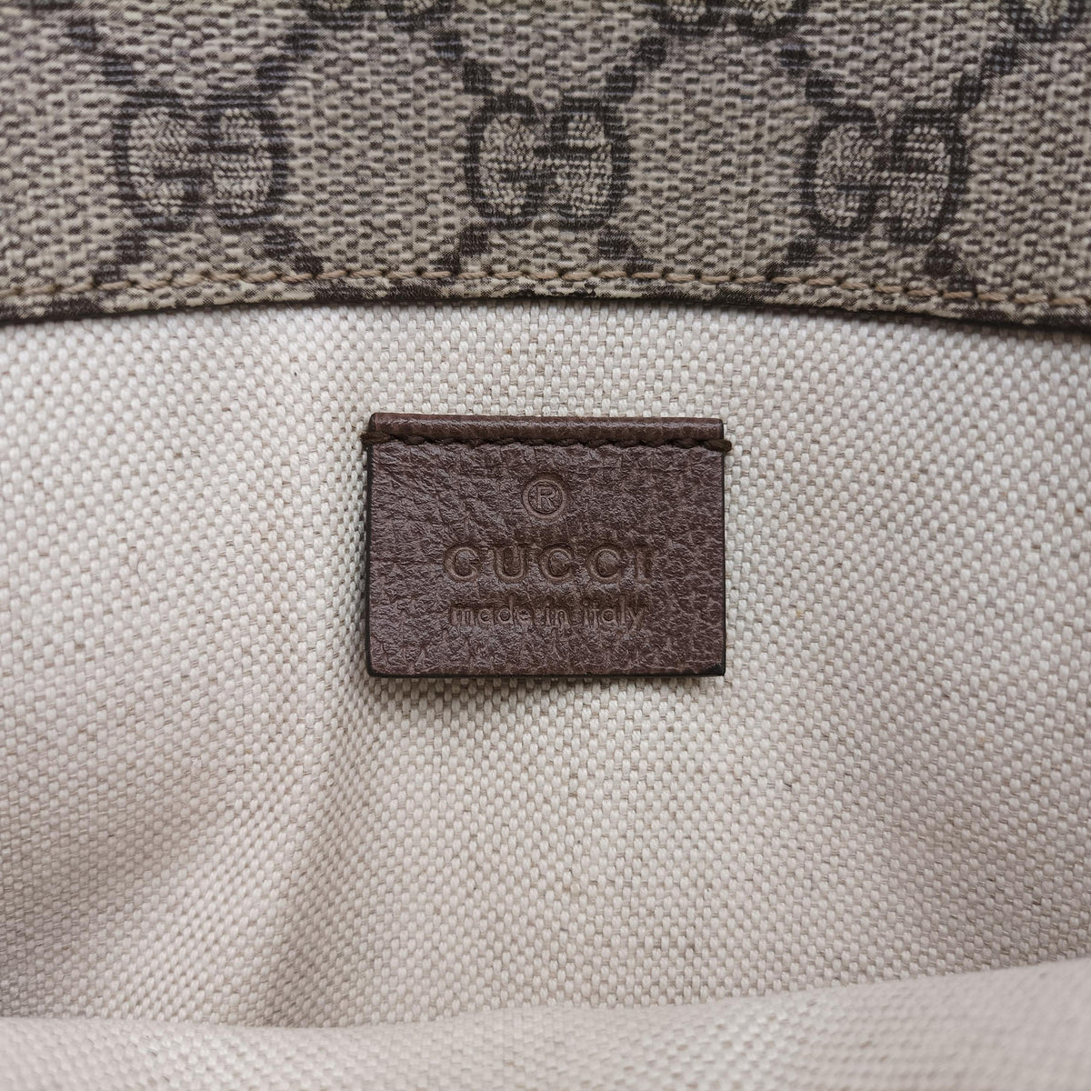 Secondhand Gucci NEO VINTAGE GG Supreme beige x Brown PVC coated canvas×Leather 493930 bum bag/waist bag | stylenewstar