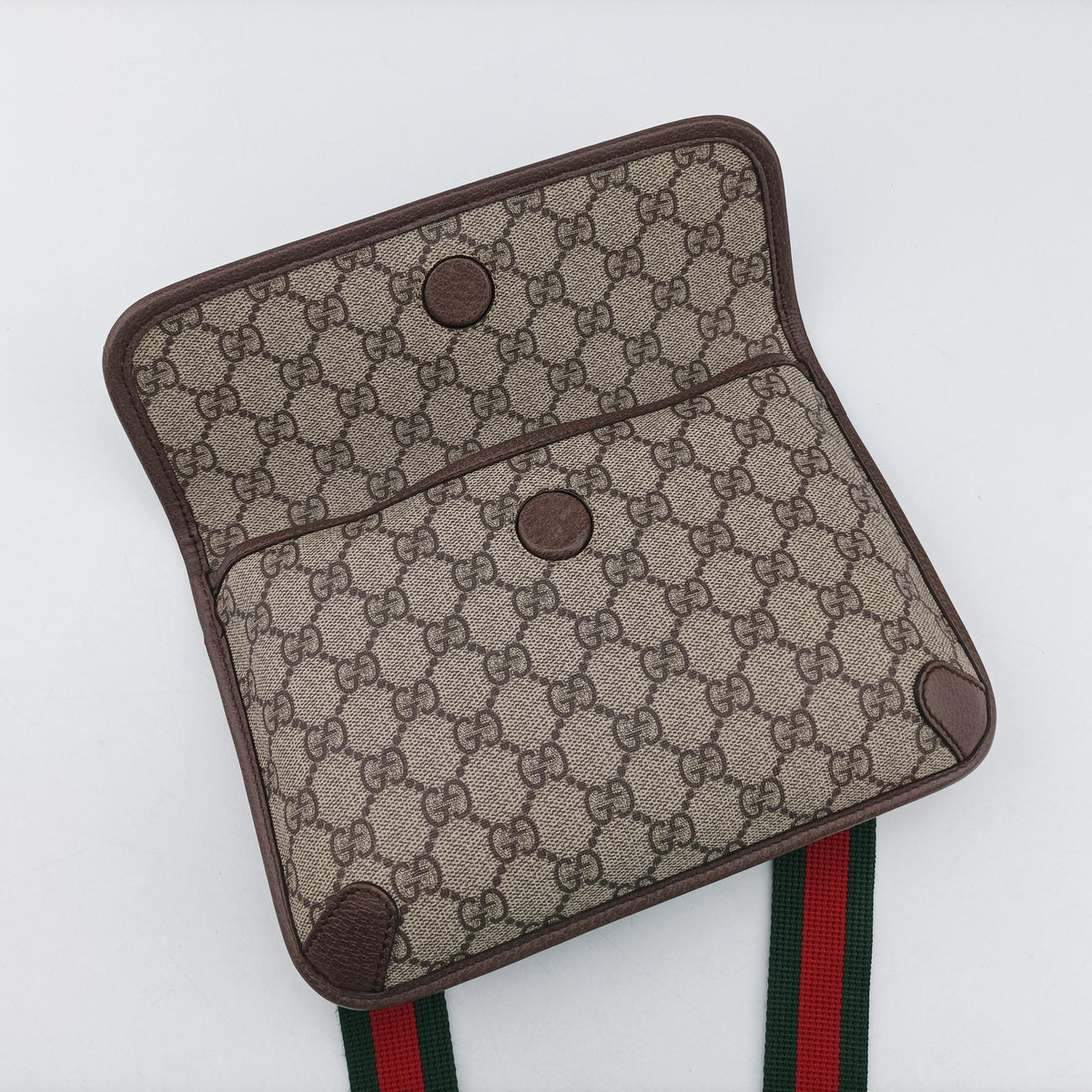 Secondhand Gucci NEO VINTAGE GG Supreme beige x Brown PVC coated canvas×Leather 493930 bum bag/waist bag | stylenewstar