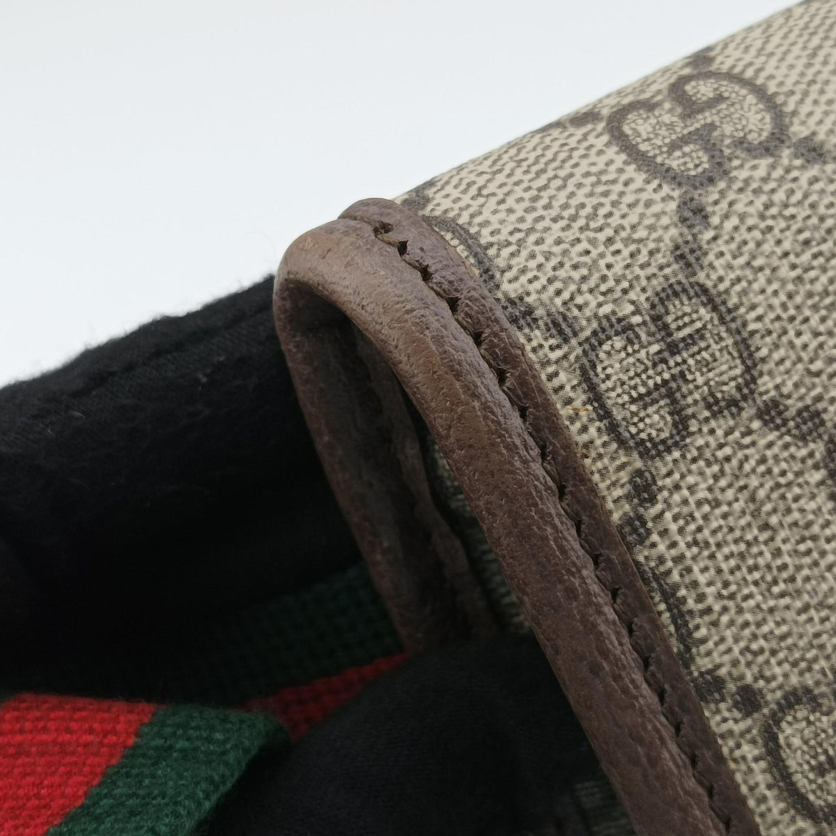 Secondhand Gucci NEO VINTAGE GG Supreme beige x Brown PVC coated canvas×Leather 493930 bum bag/waist bag | stylenewstar
