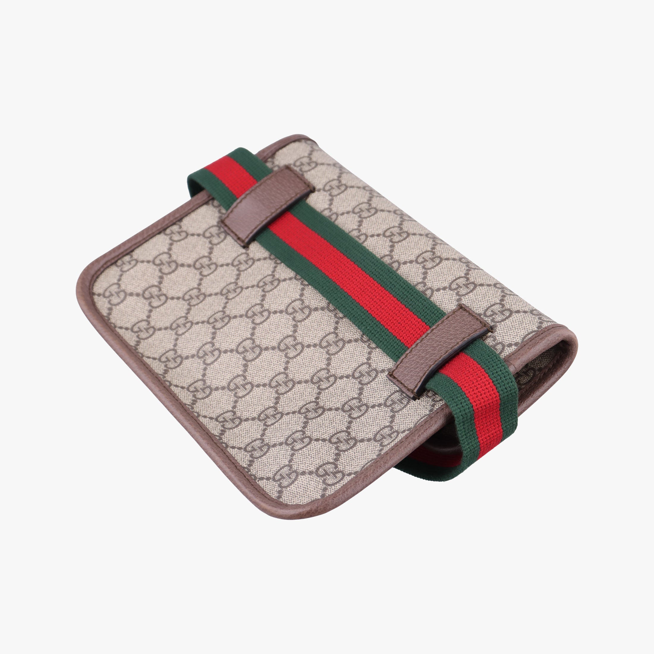 Secondhand Gucci NEO VINTAGE GG Supreme beige x Brown PVC coated canvas×Leather 493930 bum bag/waist bag | stylenewstar