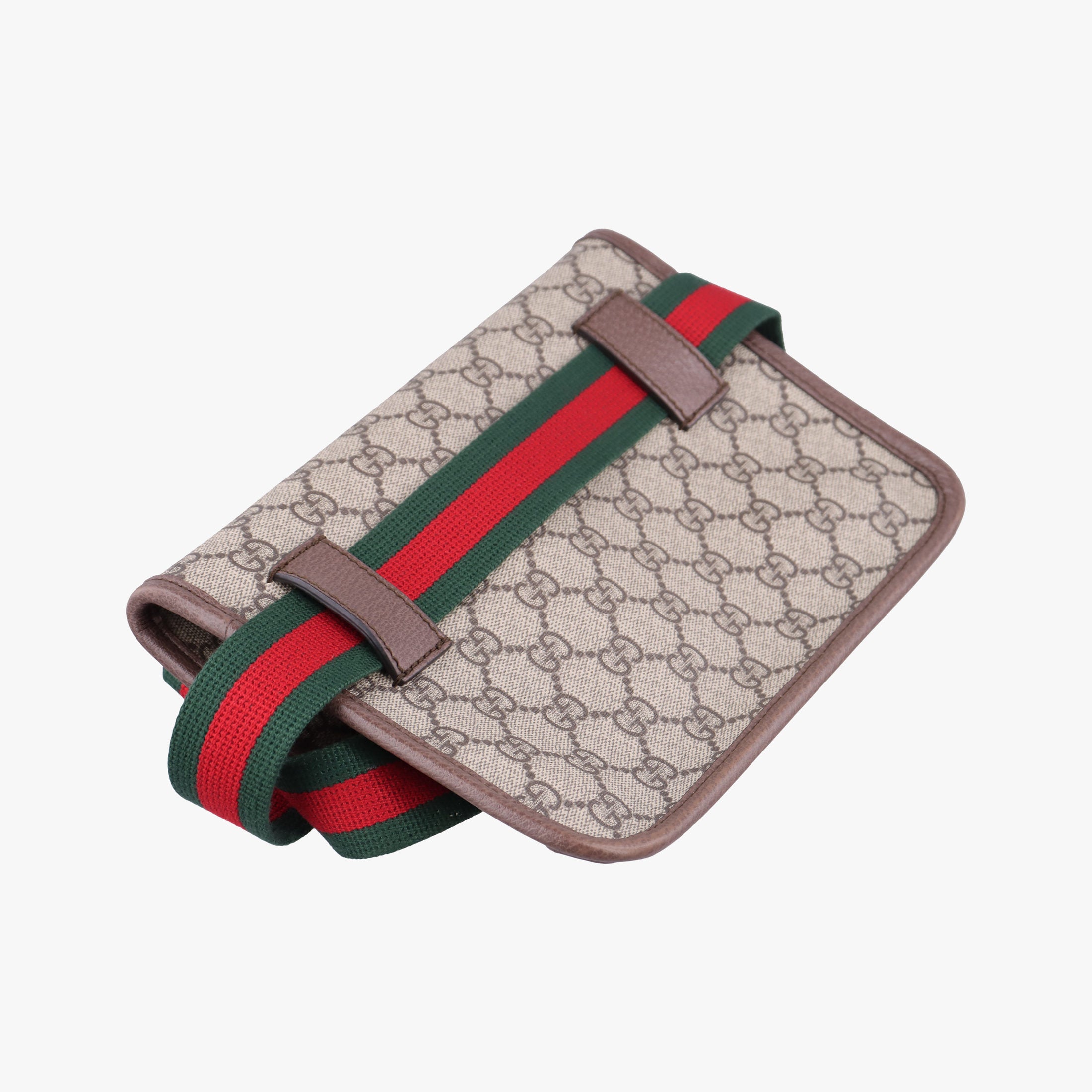 Secondhand Gucci NEO VINTAGE GG Supreme beige x Brown PVC coated canvas×Leather 493930 bum bag/waist bag | stylenewstar