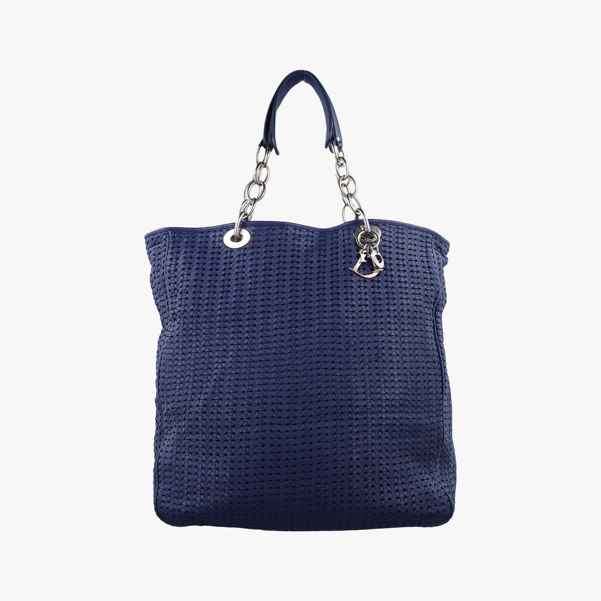 Pre-owned Christian Dior Soft Lady Dior Intrecciato Tote Navy lambskin  handbag | stylenewstar