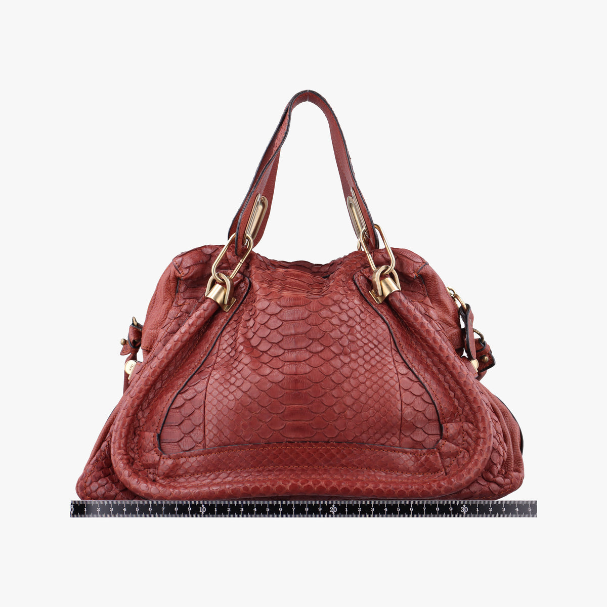 Pre-owned Chloe Paraty Burgundy Snakeskin  shoulderbag | stylenewstar