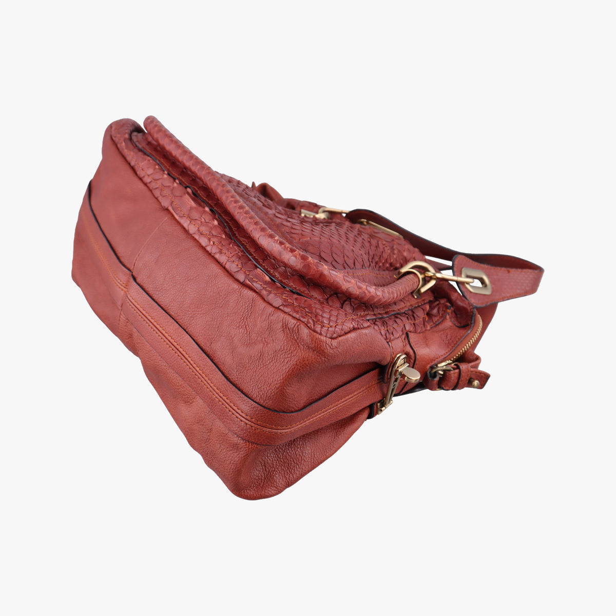 Pre-owned Chloe Paraty Burgundy Snakeskin  shoulderbag | stylenewstar