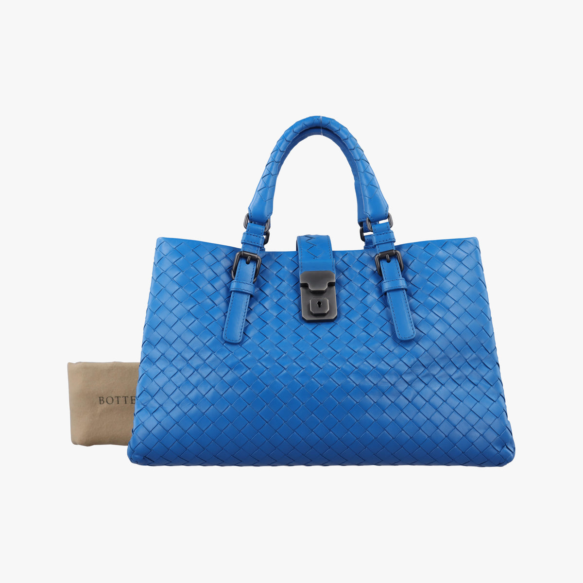 Vintage Bottega Veneta Roma Intrecciato Blue lambskin  handbag | stylenewstar