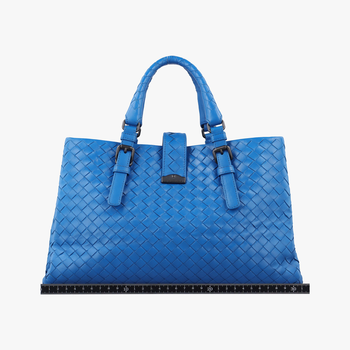 Vintage Bottega Veneta Roma Intrecciato Blue lambskin  handbag | stylenewstar