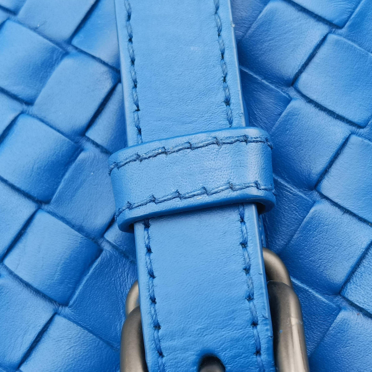 Vintage Bottega Veneta Roma Intrecciato Blue lambskin  handbag | stylenewstar