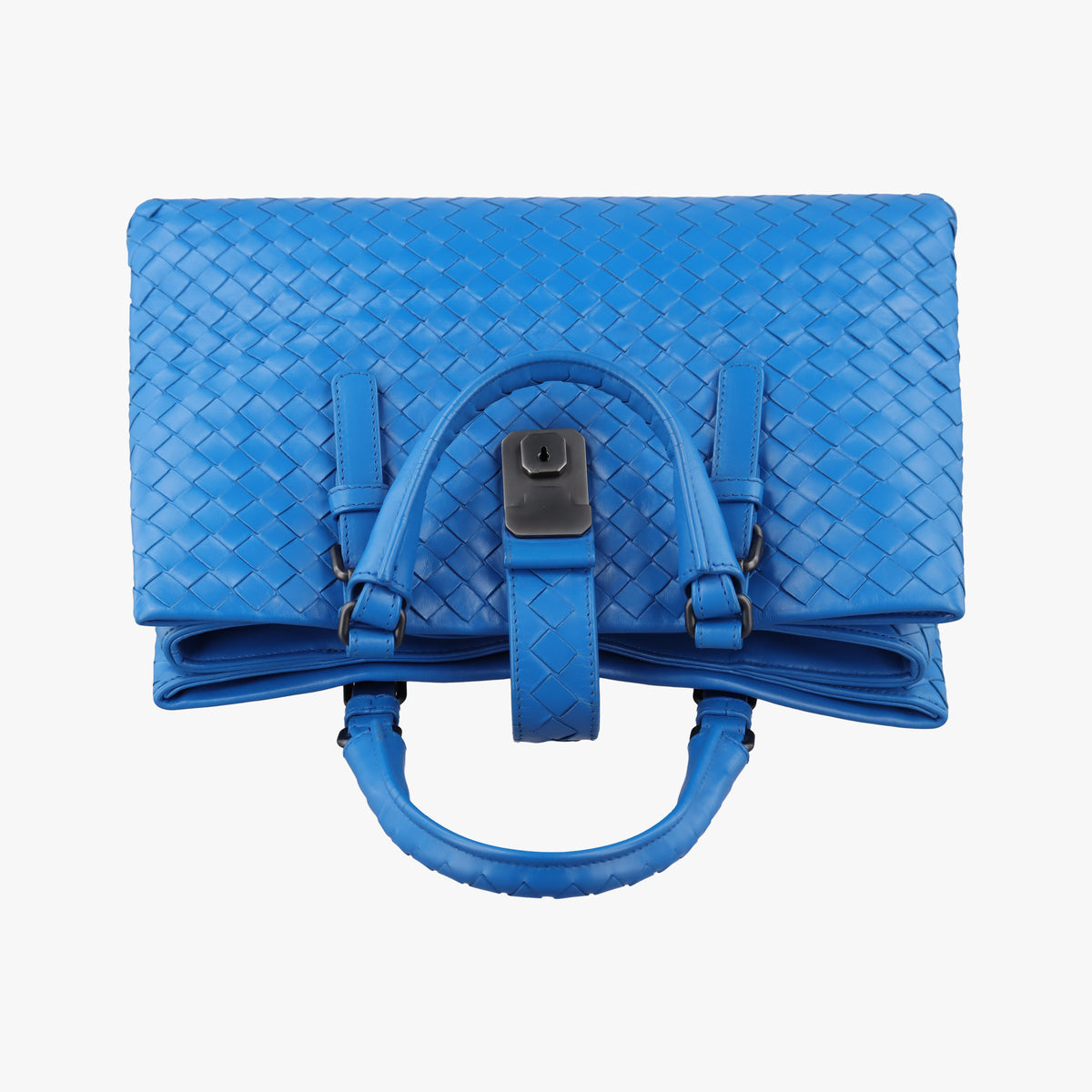 Vintage Bottega Veneta Roma Intrecciato Blue lambskin  handbag | stylenewstar