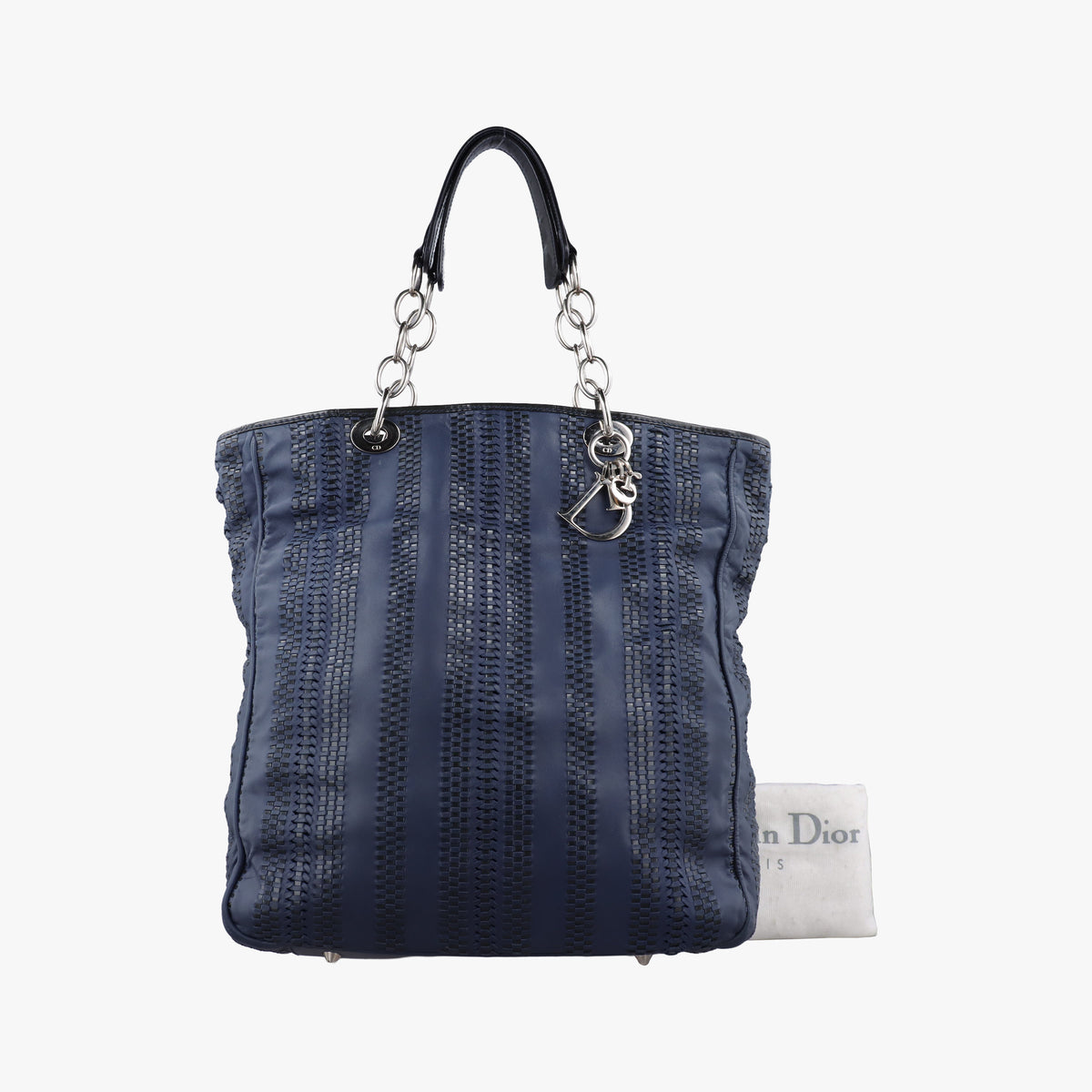 Vintage Christian Dior Soft Lady Dior Intrecciato Tote Blue lambskin  handbag | stylenewstar