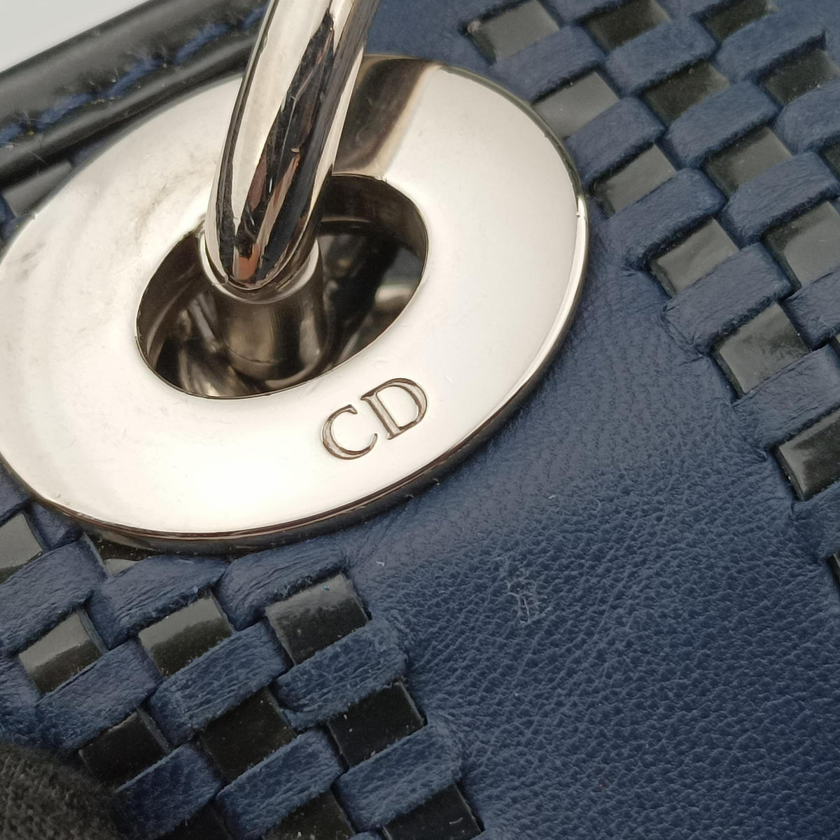 Vintage Christian Dior Soft Lady Dior Intrecciato Tote Blue lambskin  handbag | stylenewstar