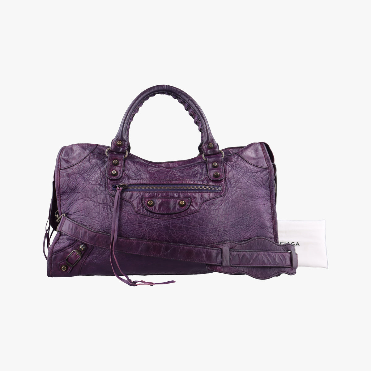 Pre-owned Balenciaga The City Purple Lambskin  shoulderbag | stylenewstar