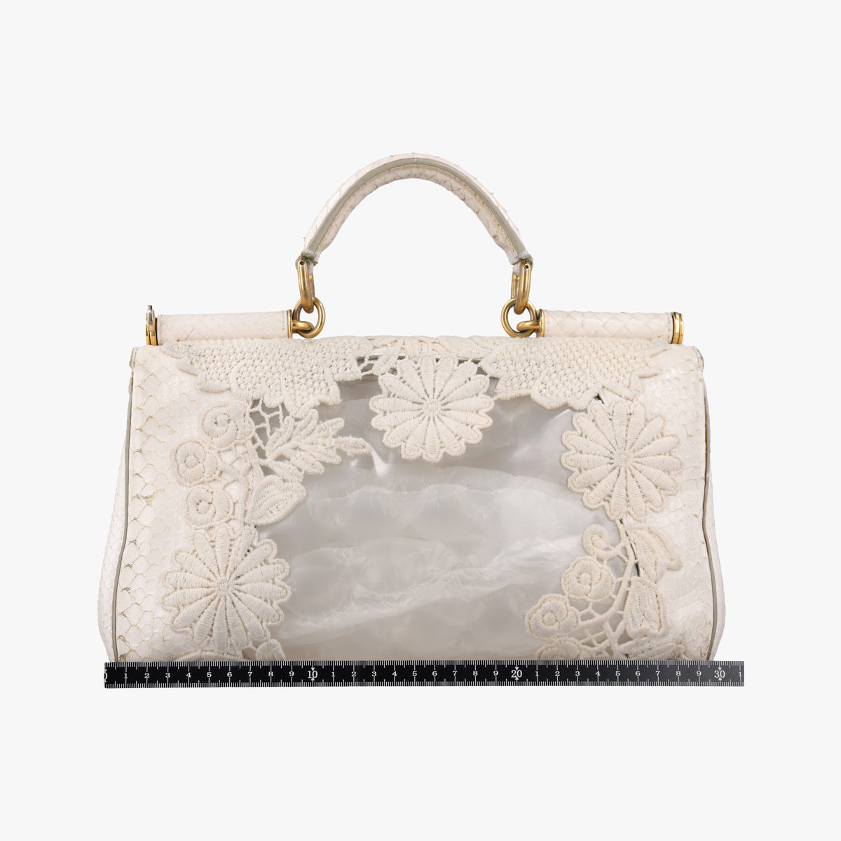 Pre-owned Dolce & Gabbana Sicily White Snakeskin x PVC  shoulderbag | stylenewstar