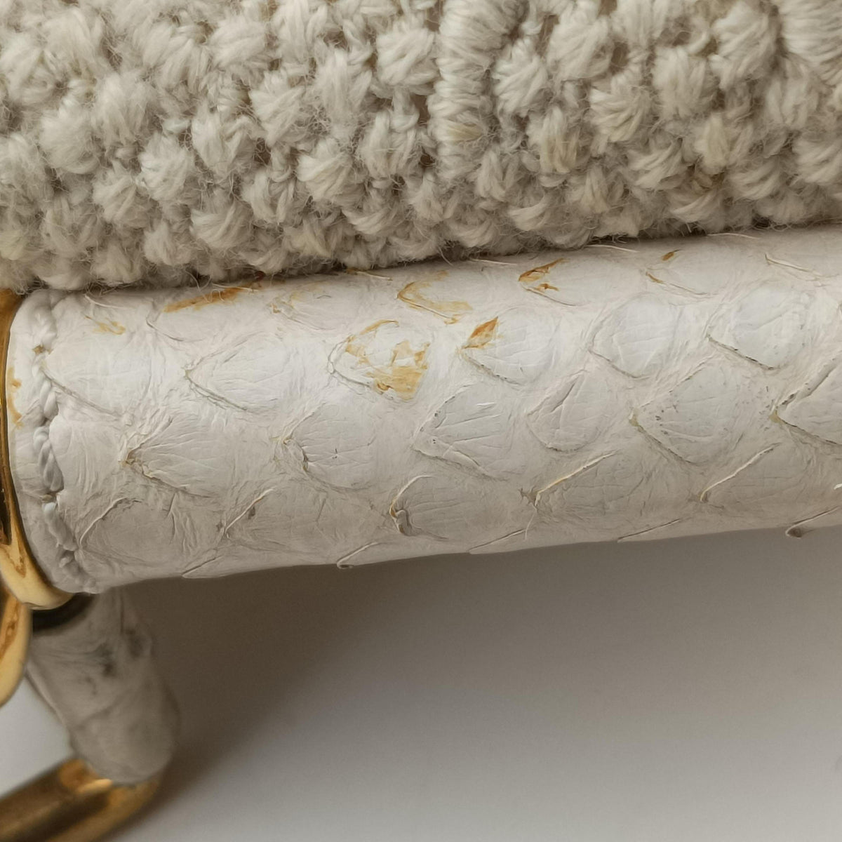 Pre-owned Dolce & Gabbana Sicily White Snakeskin x PVC  shoulderbag | stylenewstar
