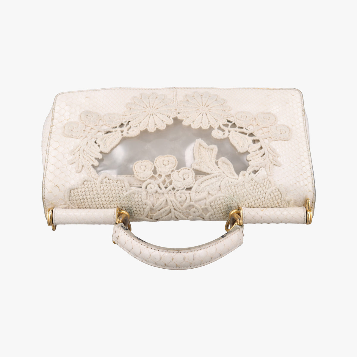 Pre-owned Dolce & Gabbana Sicily White Snakeskin x PVC  shoulderbag | stylenewstar