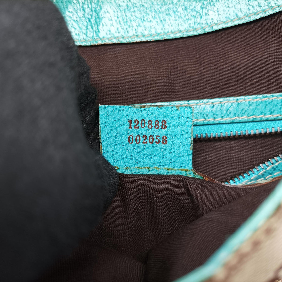Pre-owned Gucci New Jackie khaki×blue canvas×leather 120888 handbag | stylenewstar