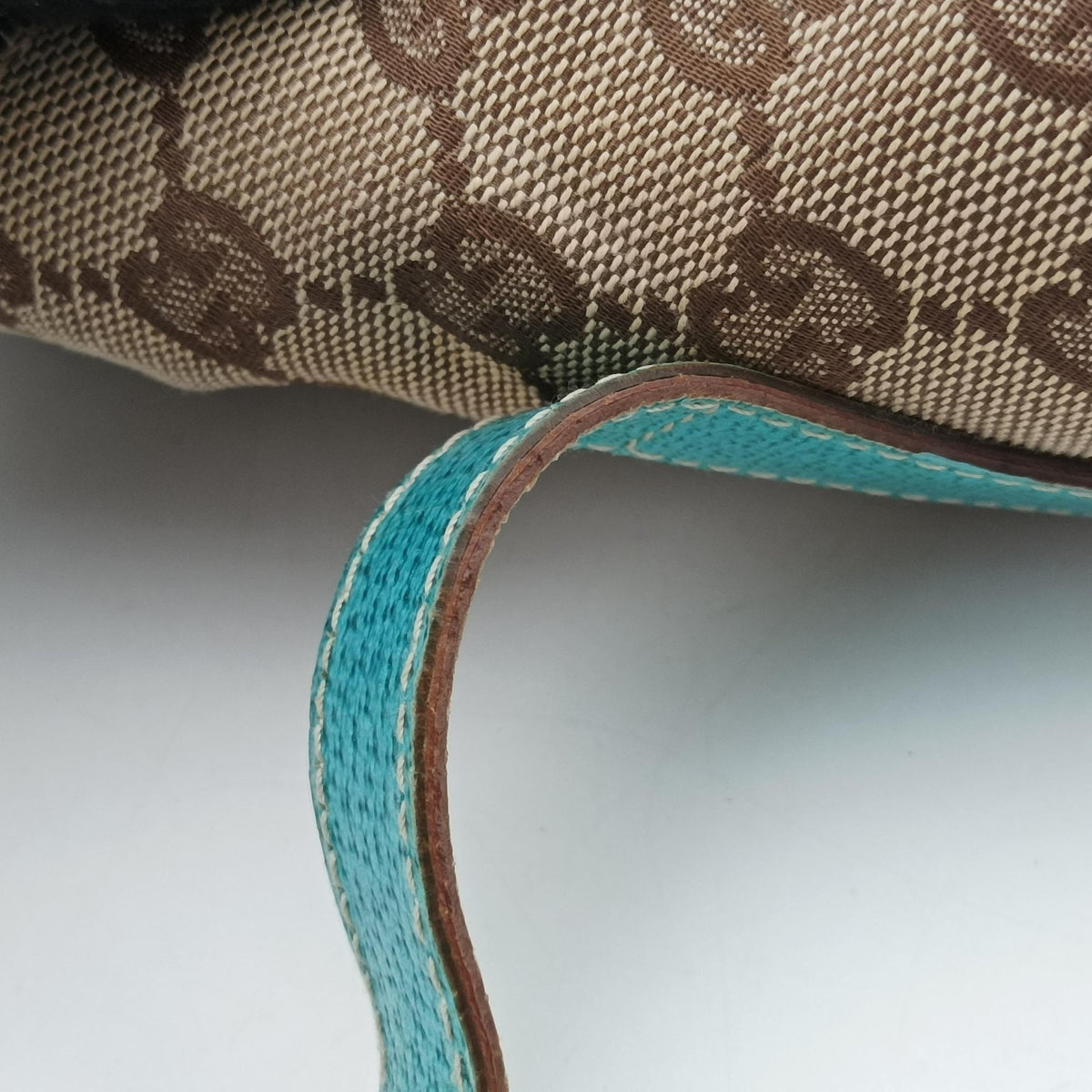 Pre-owned Gucci New Jackie khaki×blue canvas×leather 120888 handbag | stylenewstar
