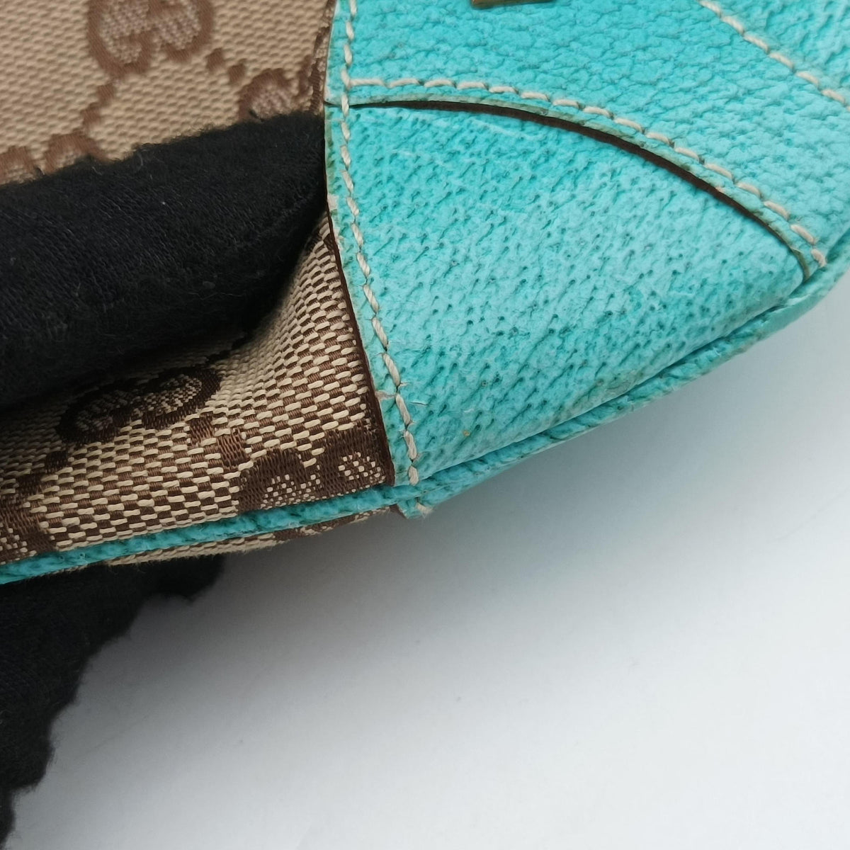 Pre-owned Gucci New Jackie khaki×blue canvas×leather 120888 handbag | stylenewstar