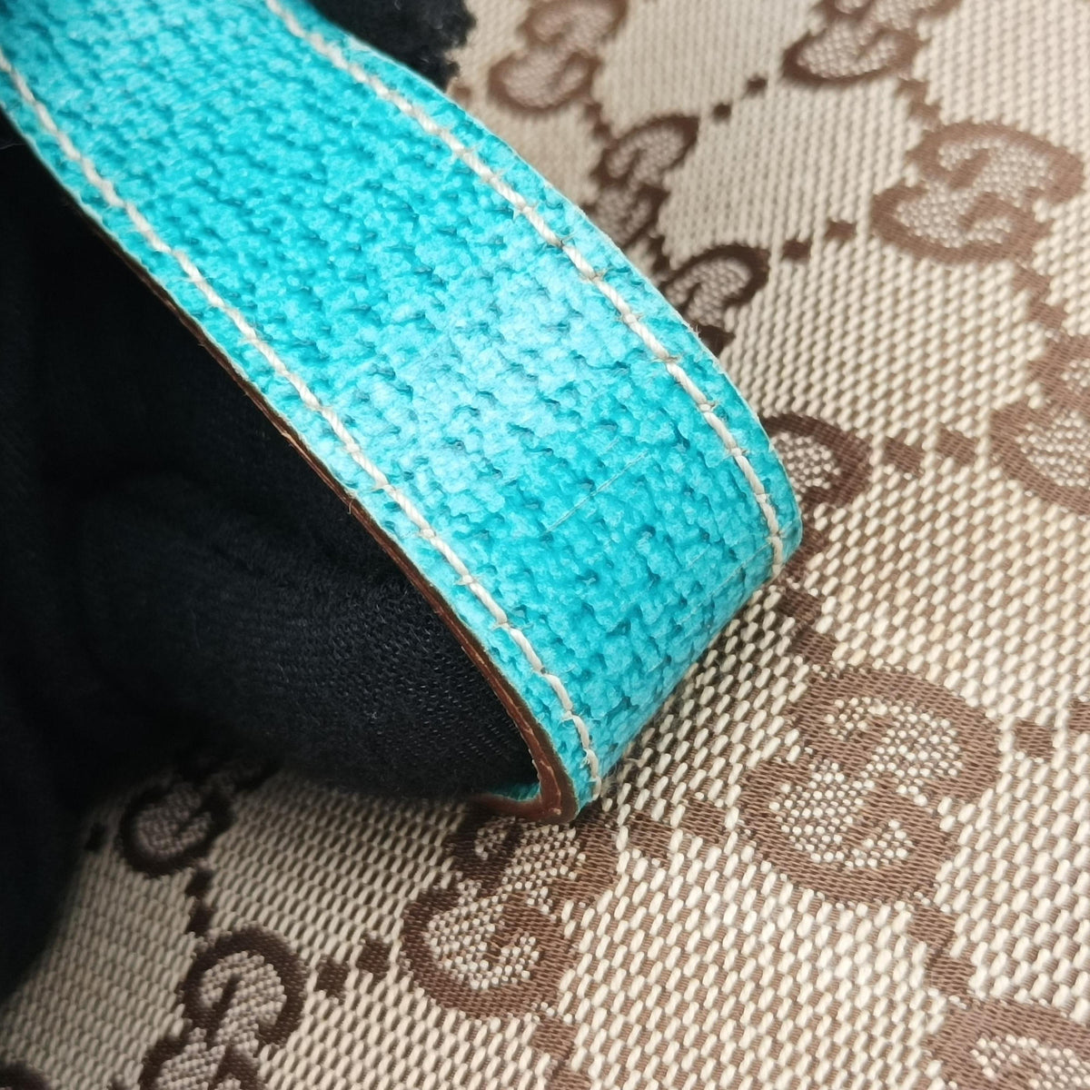 Pre-owned Gucci New Jackie khaki×blue canvas×leather 120888 handbag | stylenewstar