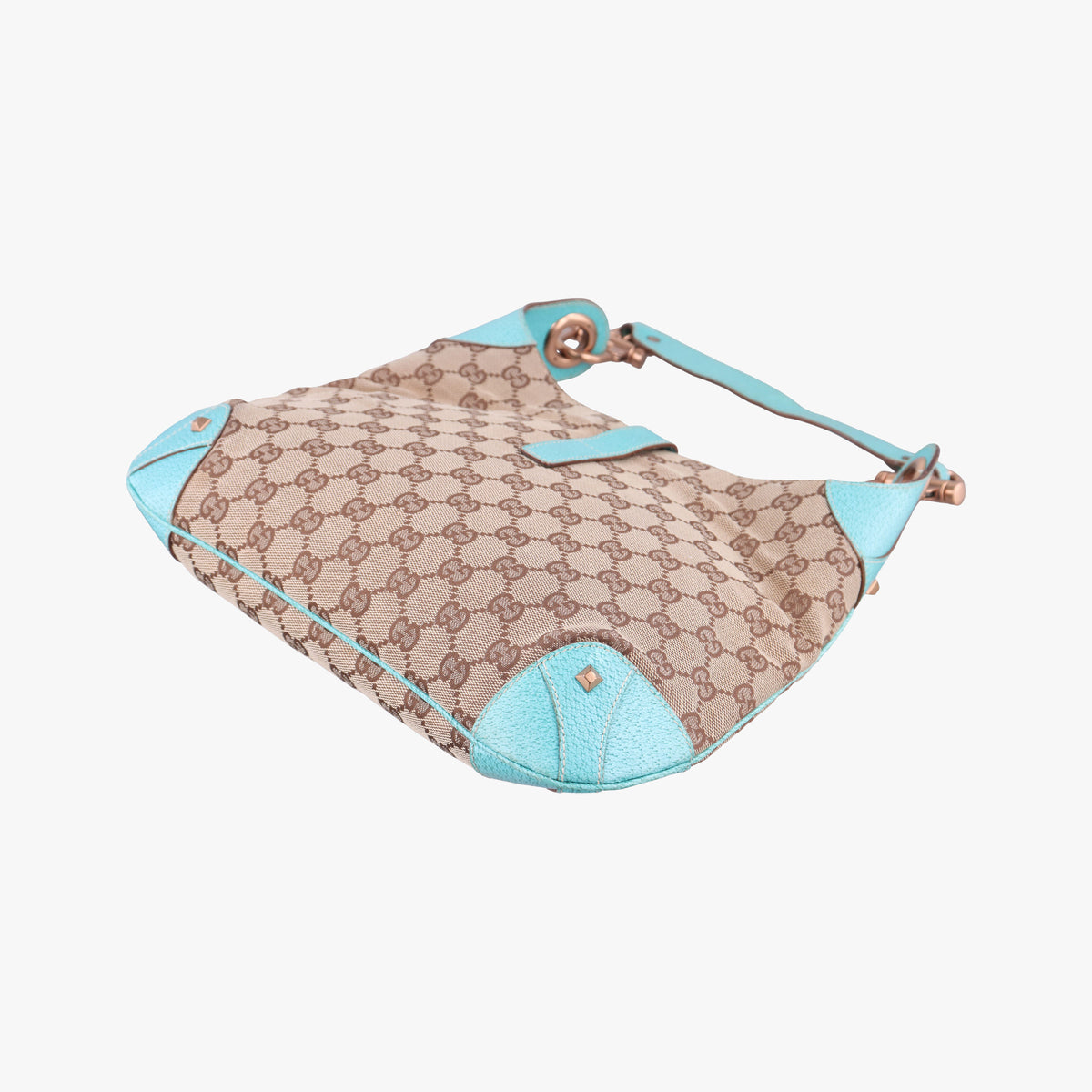 Pre-owned Gucci New Jackie khaki×blue canvas×leather 120888 handbag | stylenewstar