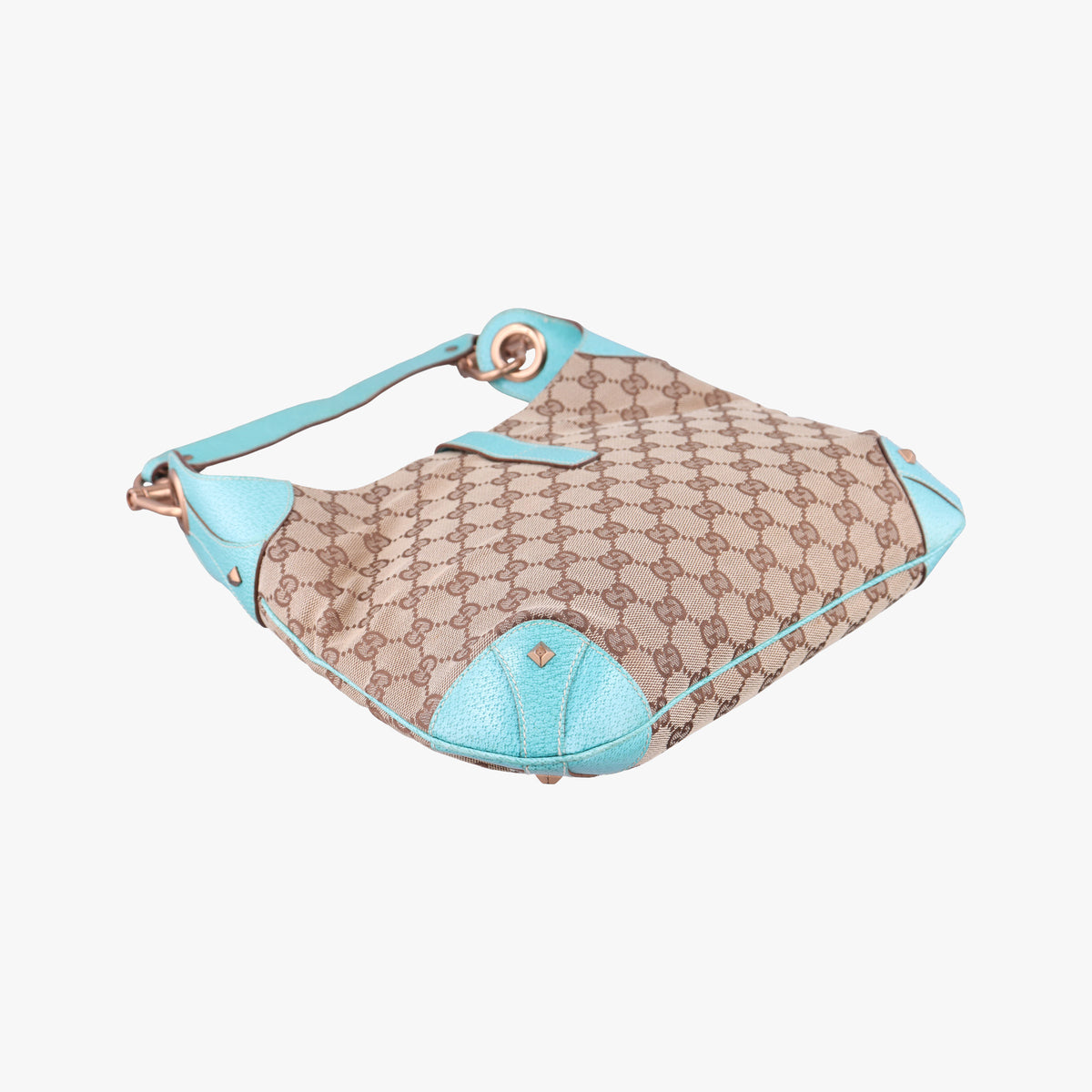 Pre-owned Gucci New Jackie khaki×blue canvas×leather 120888 handbag | stylenewstar