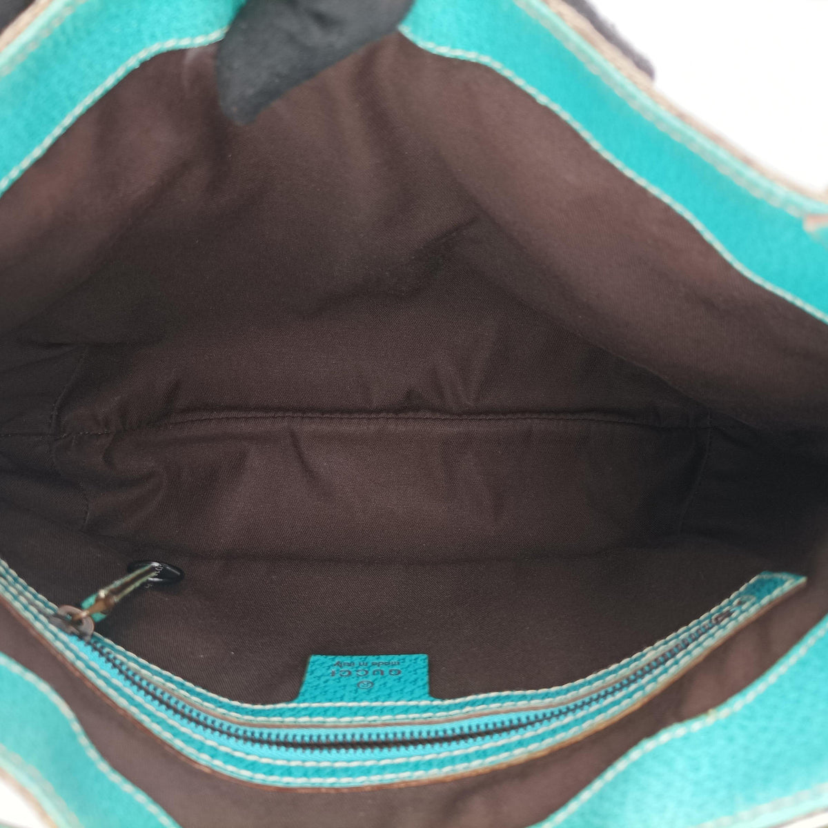 Pre-owned Gucci New Jackie khaki×blue canvas×leather 120888 handbag | stylenewstar