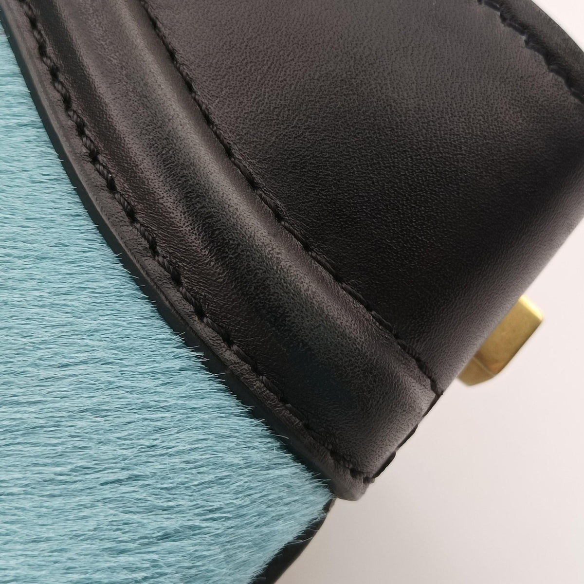 Pre-owned Celine Luggage Mini Shopper Blue Leather×Ponyhair  handbag | stylenewstar