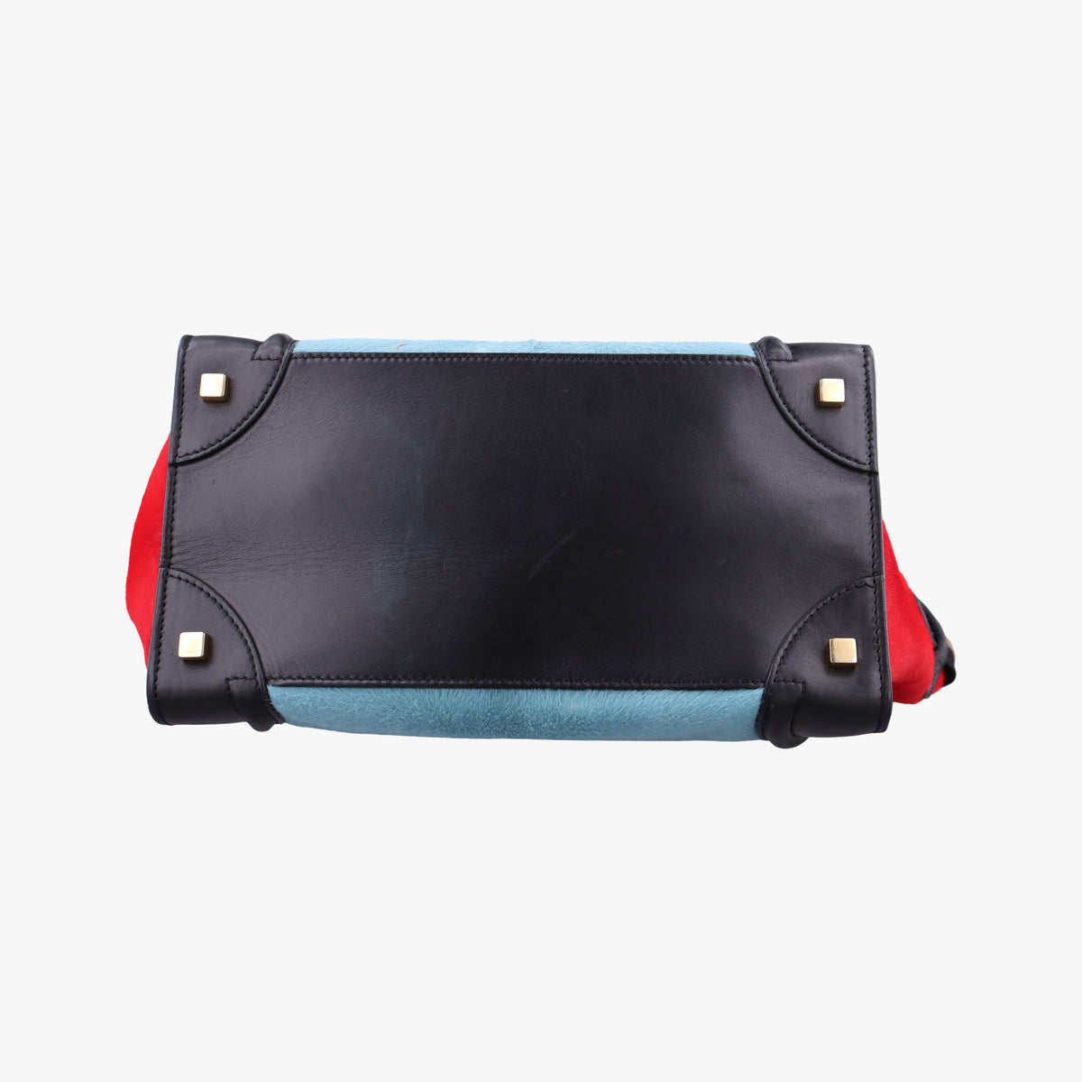Pre-owned Celine Luggage Mini Shopper Blue Leather×Ponyhair  handbag | stylenewstar