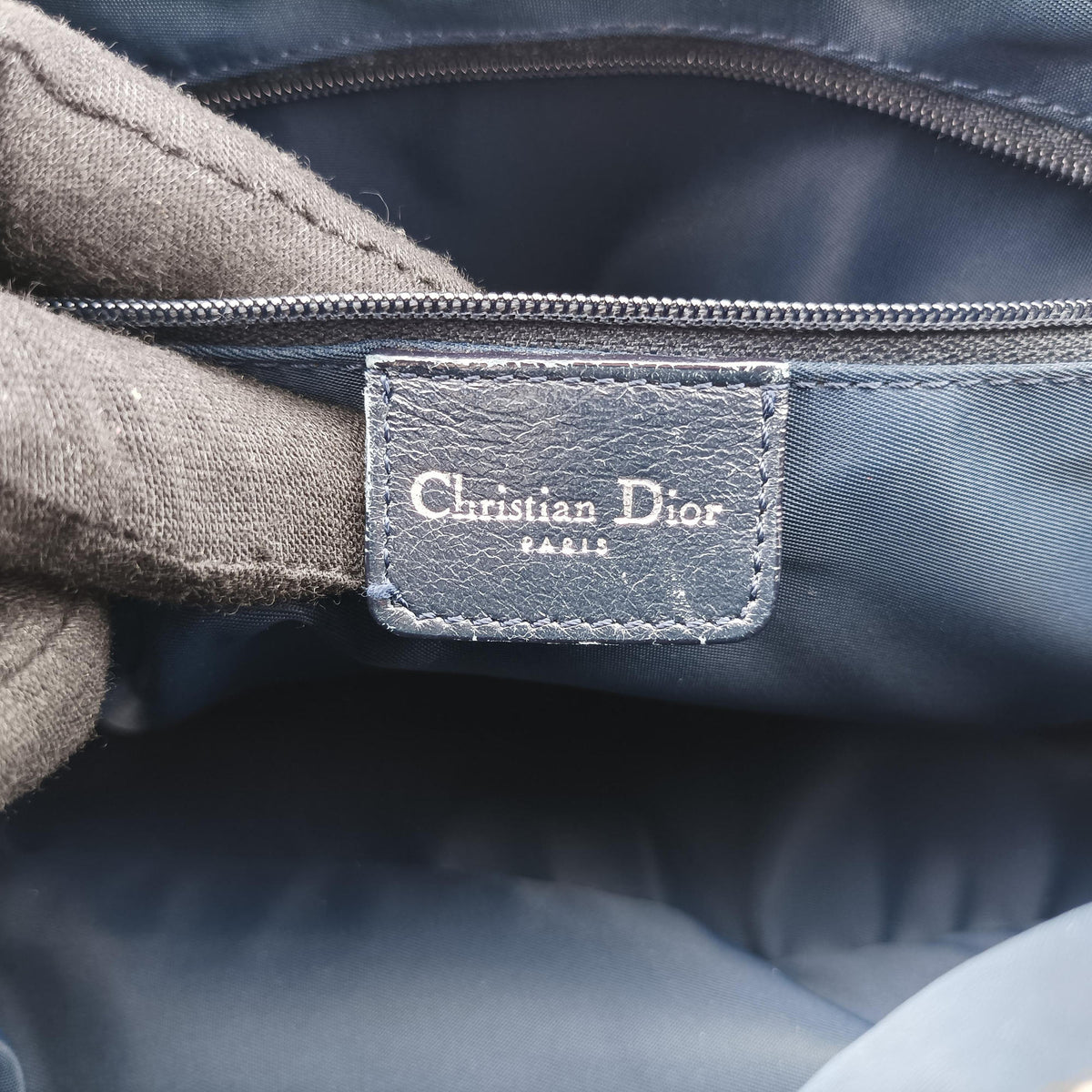 Pre-owned Christian Dior Trotter Navy×Gray Jacquard  shoulderbag | stylenewstar